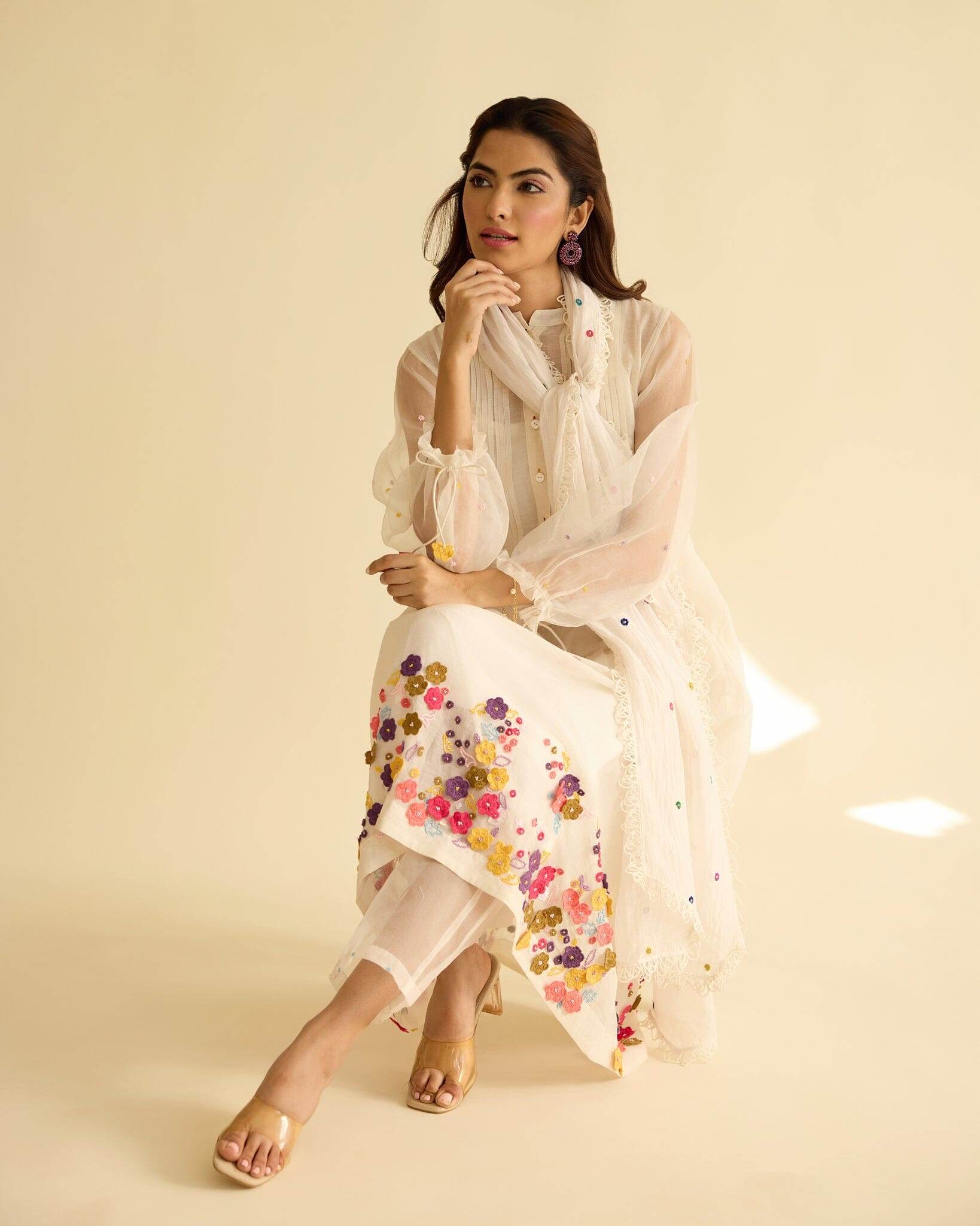 BEAUTIFUL FLOWER CHILD- SET OF 3( KURTA,PANT& DUPATTA) - Naaz By Noor