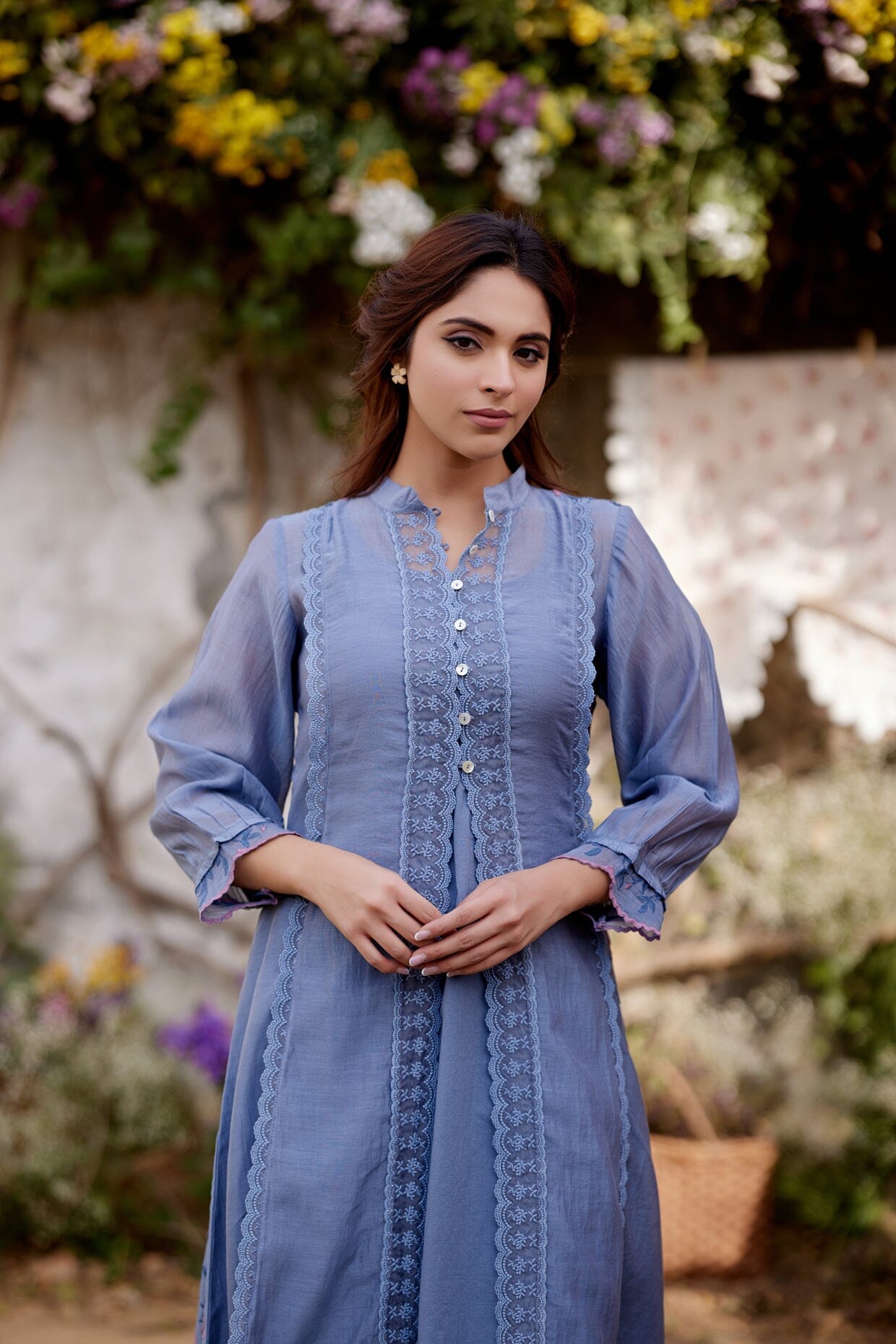 BLUE AFRICAN LILY fields-set of 3 ( kurta, pant & dupatta) Naaz By Noor