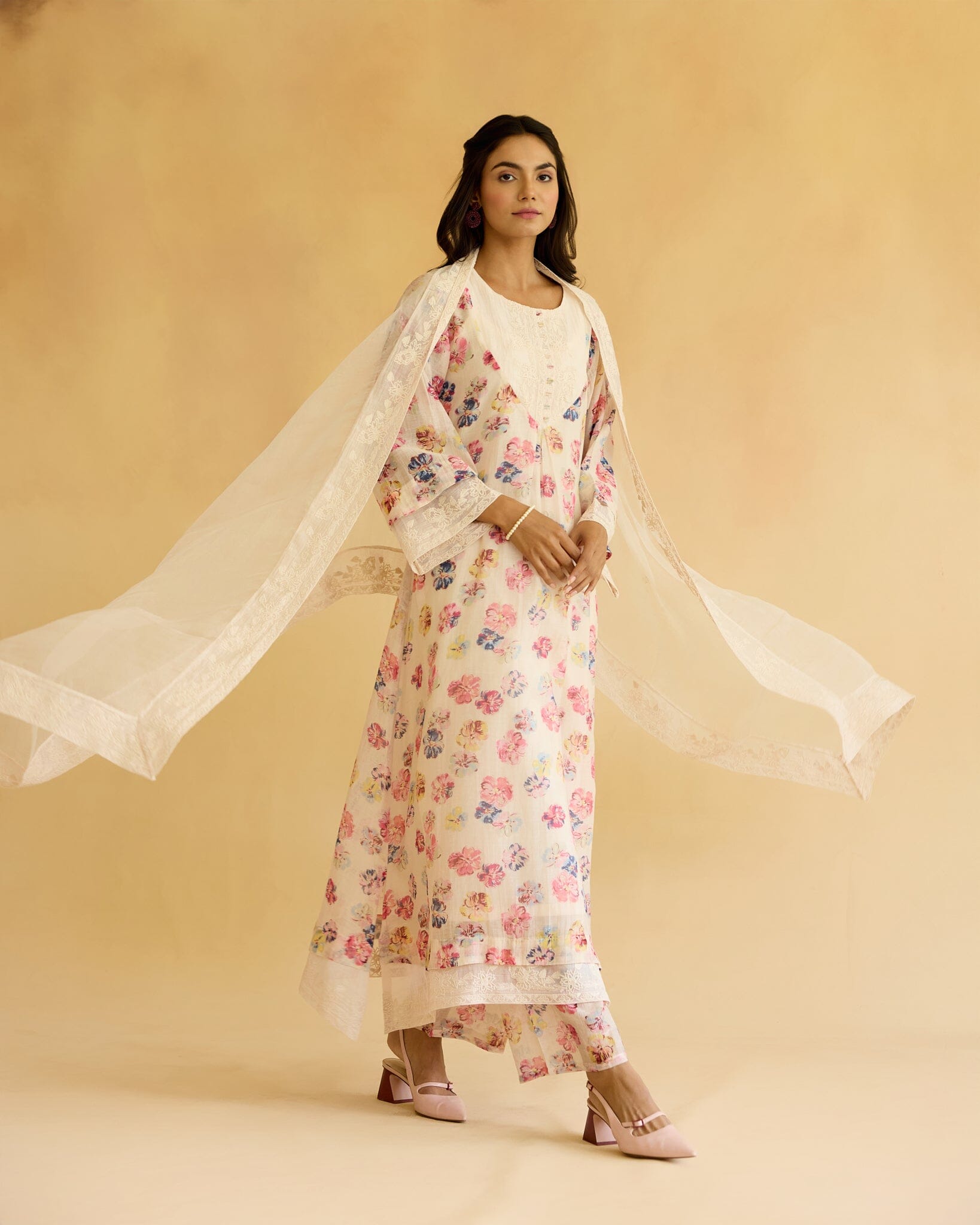 BREEZY FLOWER CHILD - SET OF 3 (KURTA,PANT & DUPATTA)) Naaz By Noor