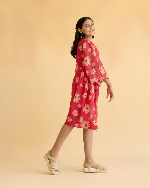 KIDS FRILL HEM DRESS 4-10 FLOWERS OF NEPTUNE