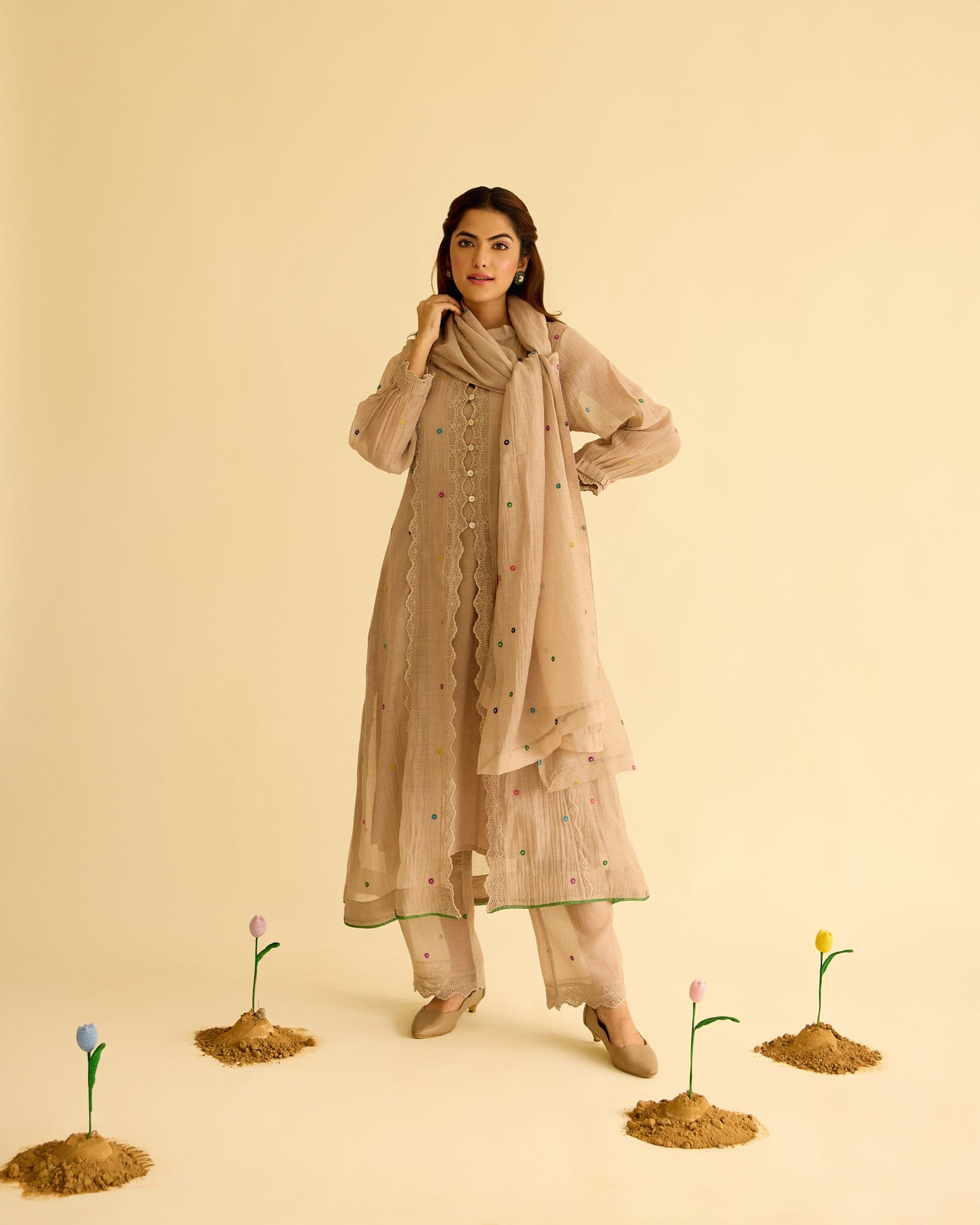 EUPHORIC FLOWER CHILD-SET OF 3(KURTA,PANT&DUPATTA) Naaz By Noor