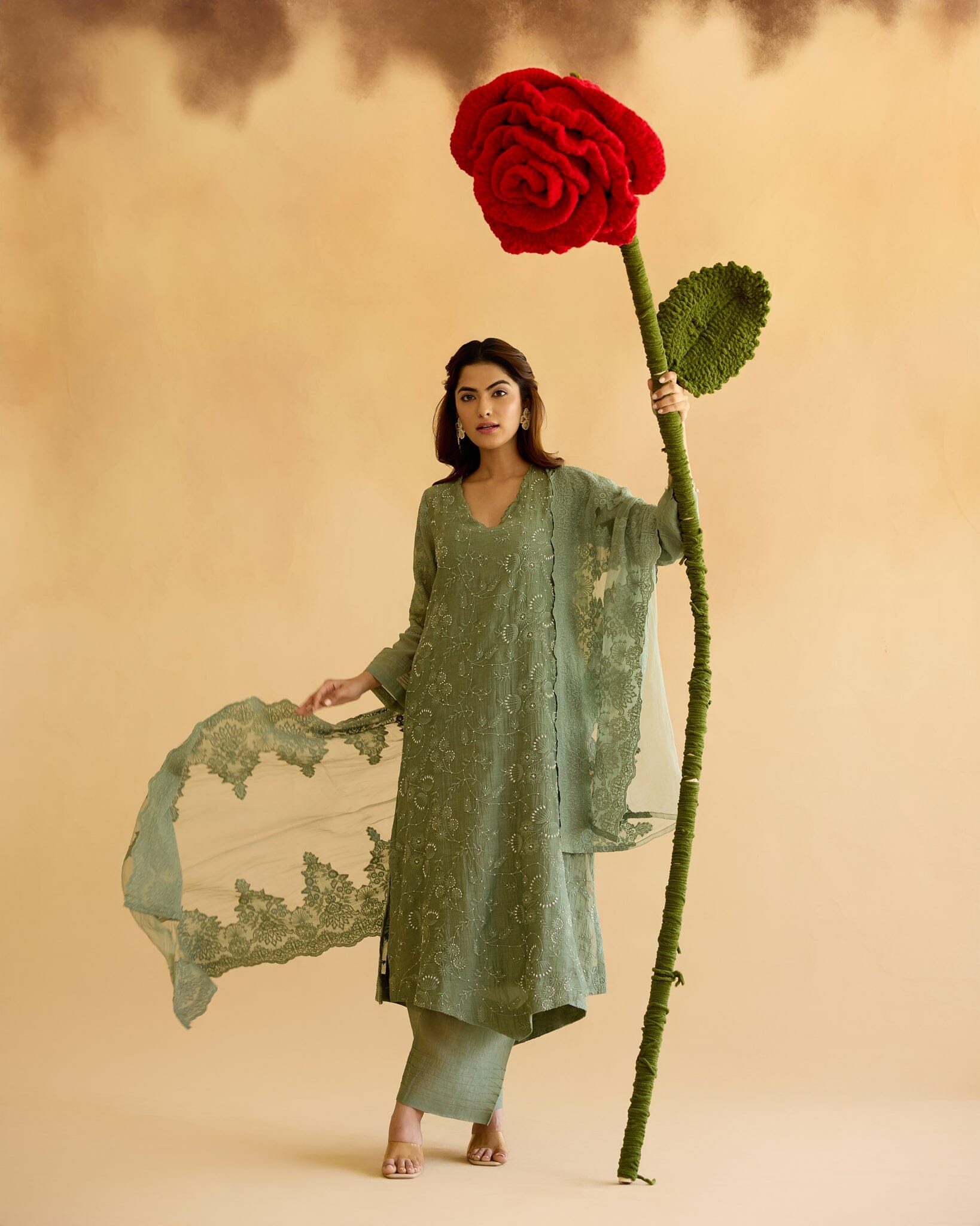FEARLESS FLOWER CHILD-SET OF 3( KURTA,PANT& DUPATTA) Naaz By Noor