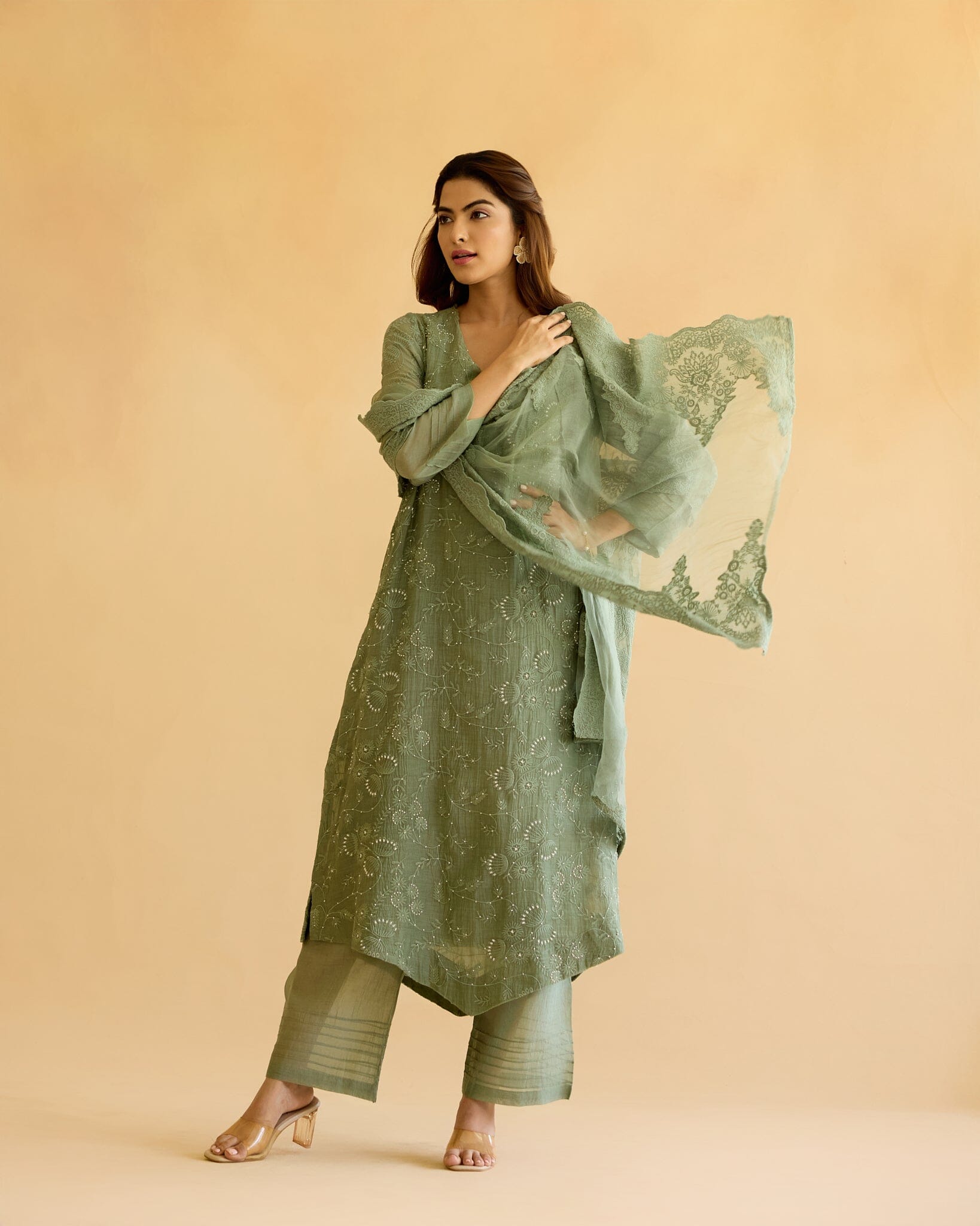 FEARLESS FLOWER CHILD-SET OF 3( KURTA,PANT& DUPATTA) Naaz By Noor