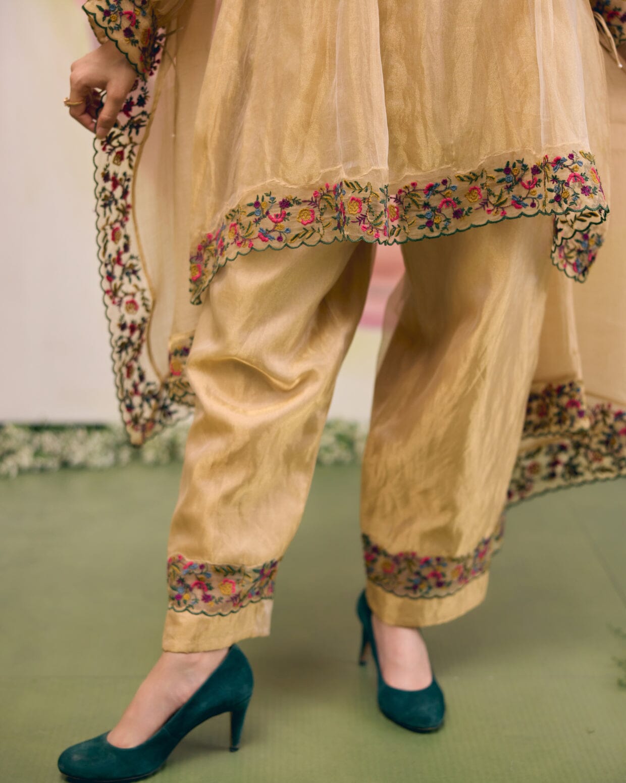 GOLD TISSUE - SET OF 3 ( KURTA, PANT & DUPATTA) Naaz By Noor