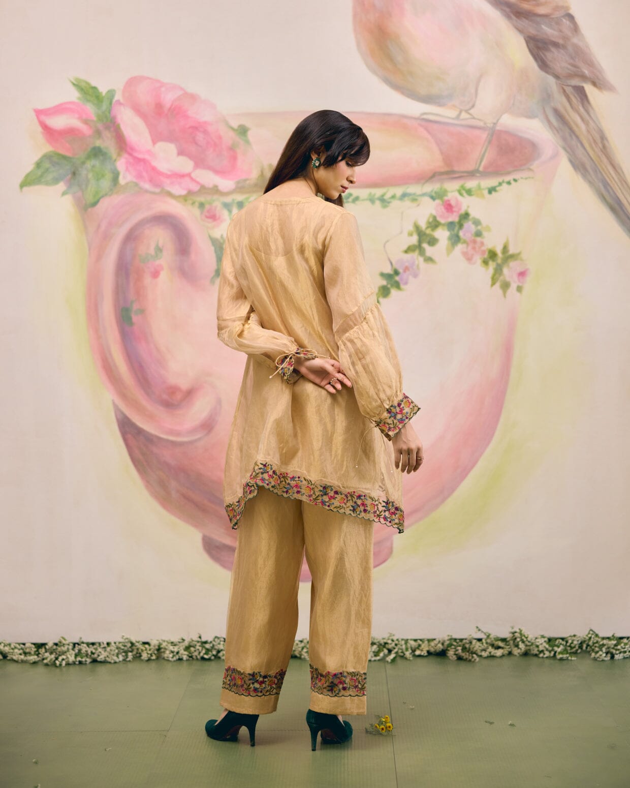 GOLD TISSUE - SET OF 3 ( KURTA, PANT & DUPATTA) Naaz By Noor