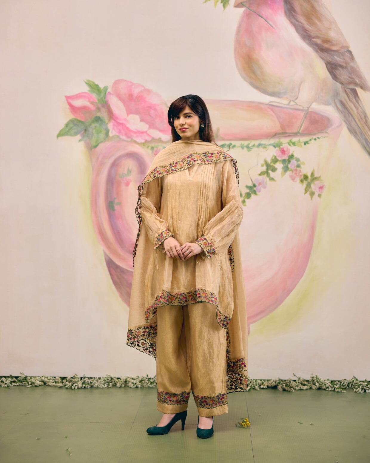 GOLD TISSUE - SET OF 3 ( KURTA, PANT & DUPATTA) Naaz By Noor