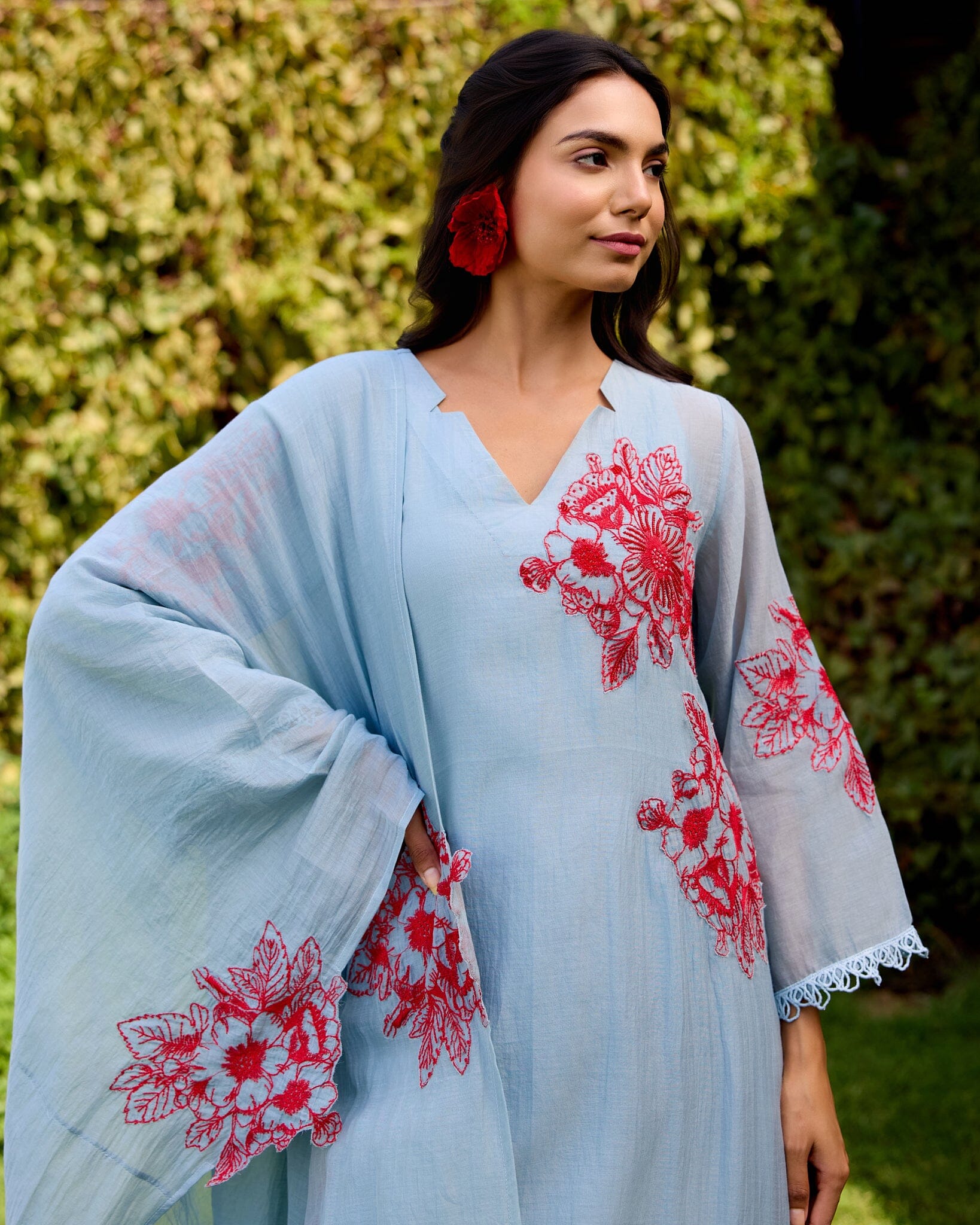 GRACEFUL FLOWER CHILD - SET OF 3( KURTA, PANT & DUPATTA) Naaz By Noor