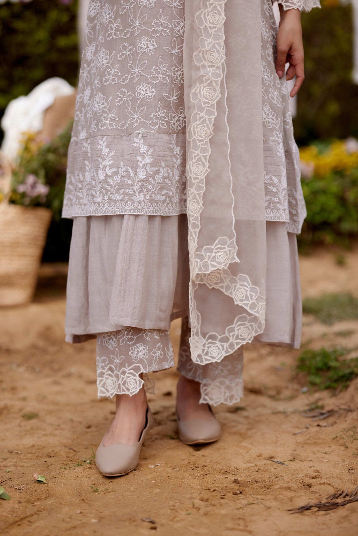 GREY IRIS fields-set of 3 ( kurta, pant & dupatta) Naaz By Noor