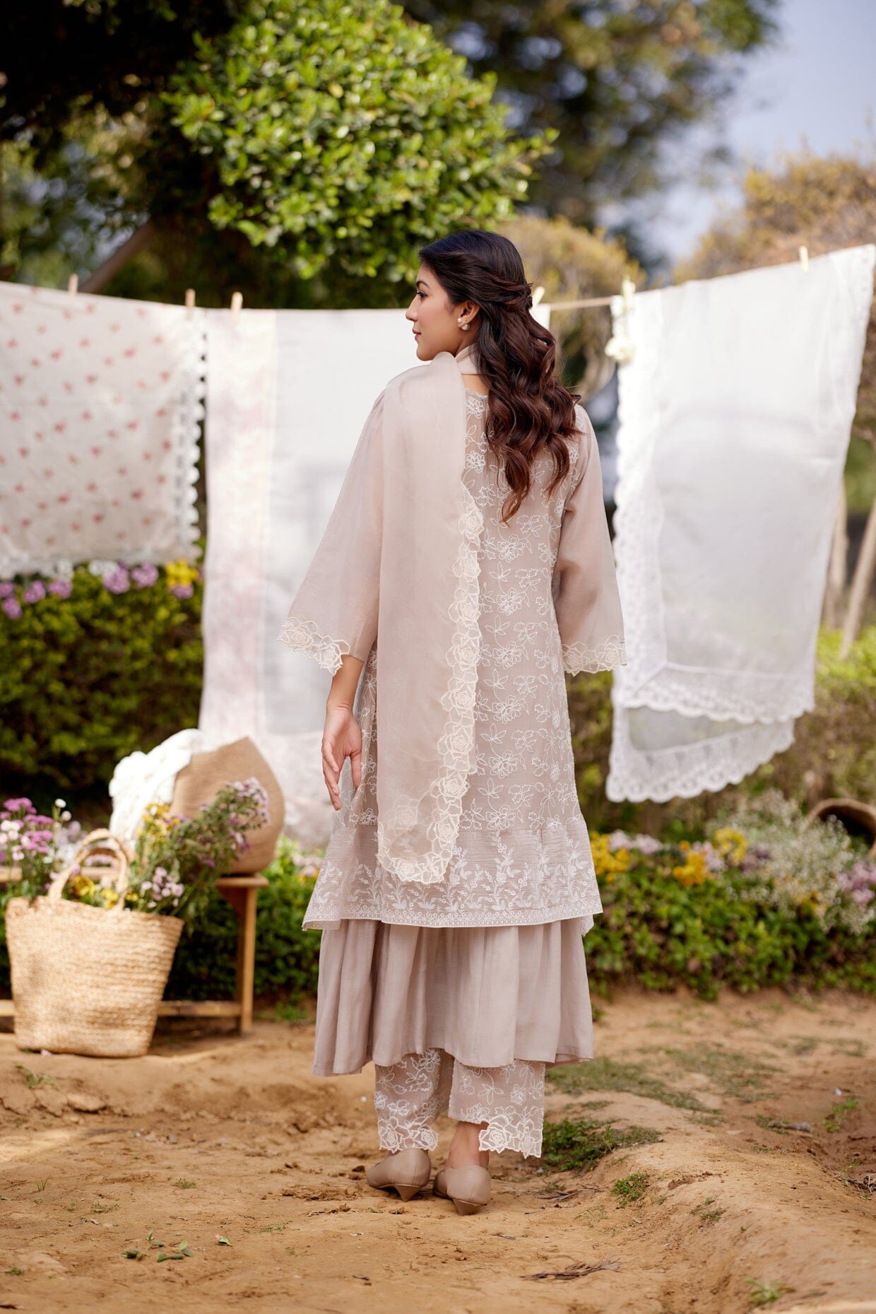 GREY IRIS fields-set of 3 ( kurta, pant & dupatta) Naaz By Noor