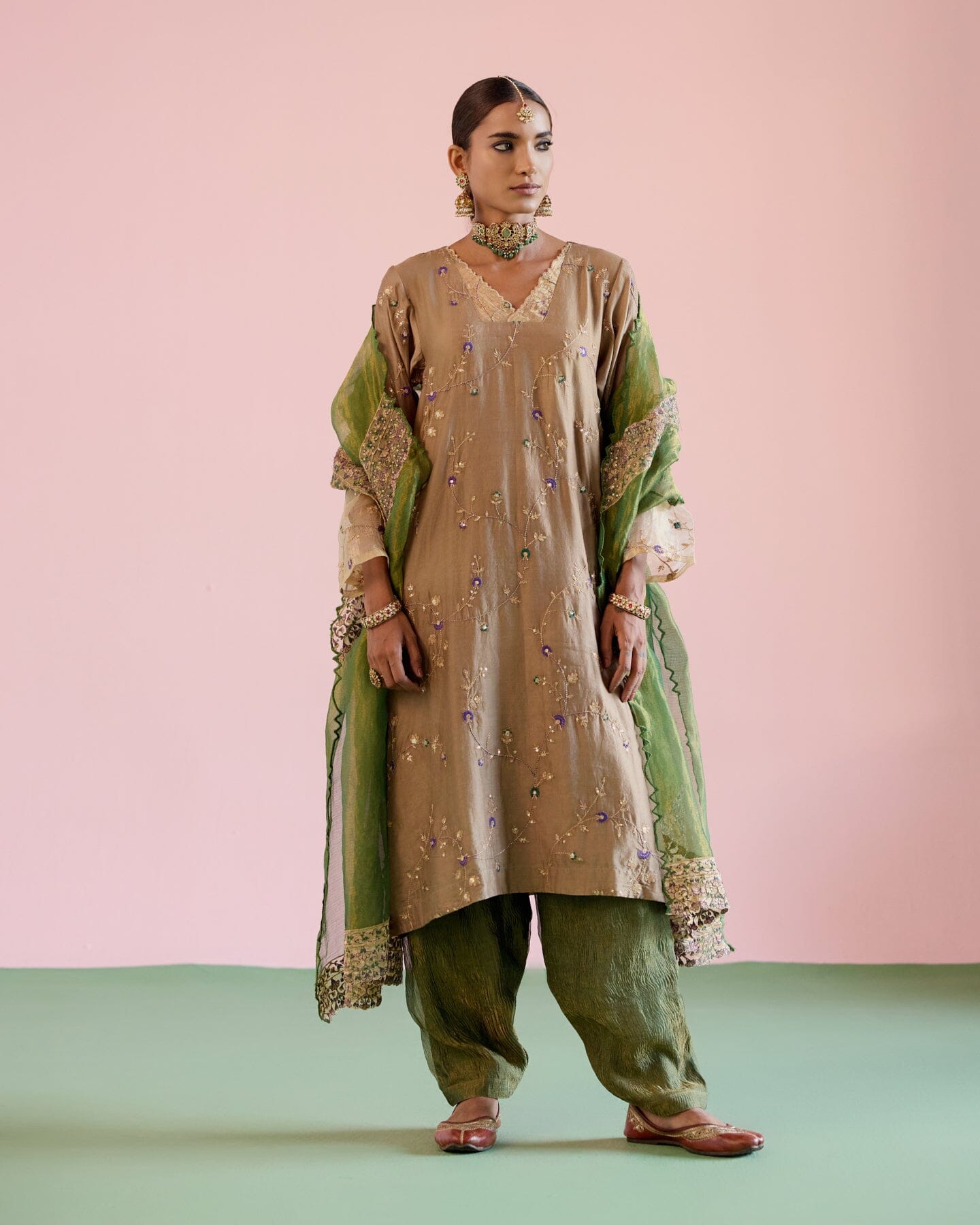 JOR BAAGH BADAMI- SET OF 3( kurta, pant & dupatta) Naaz By Noor