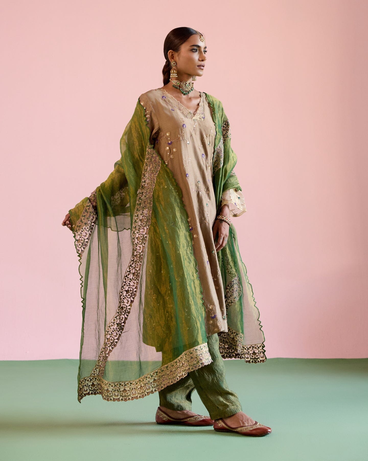 JOR BAAGH BADAMI- SET OF 3( kurta, pant & dupatta) Naaz By Noor