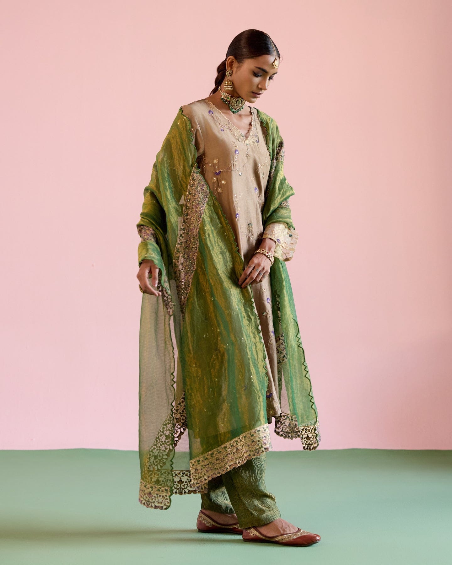 JOR BAAGH BADAMI- SET OF 3( kurta, pant & dupatta) Naaz By Noor