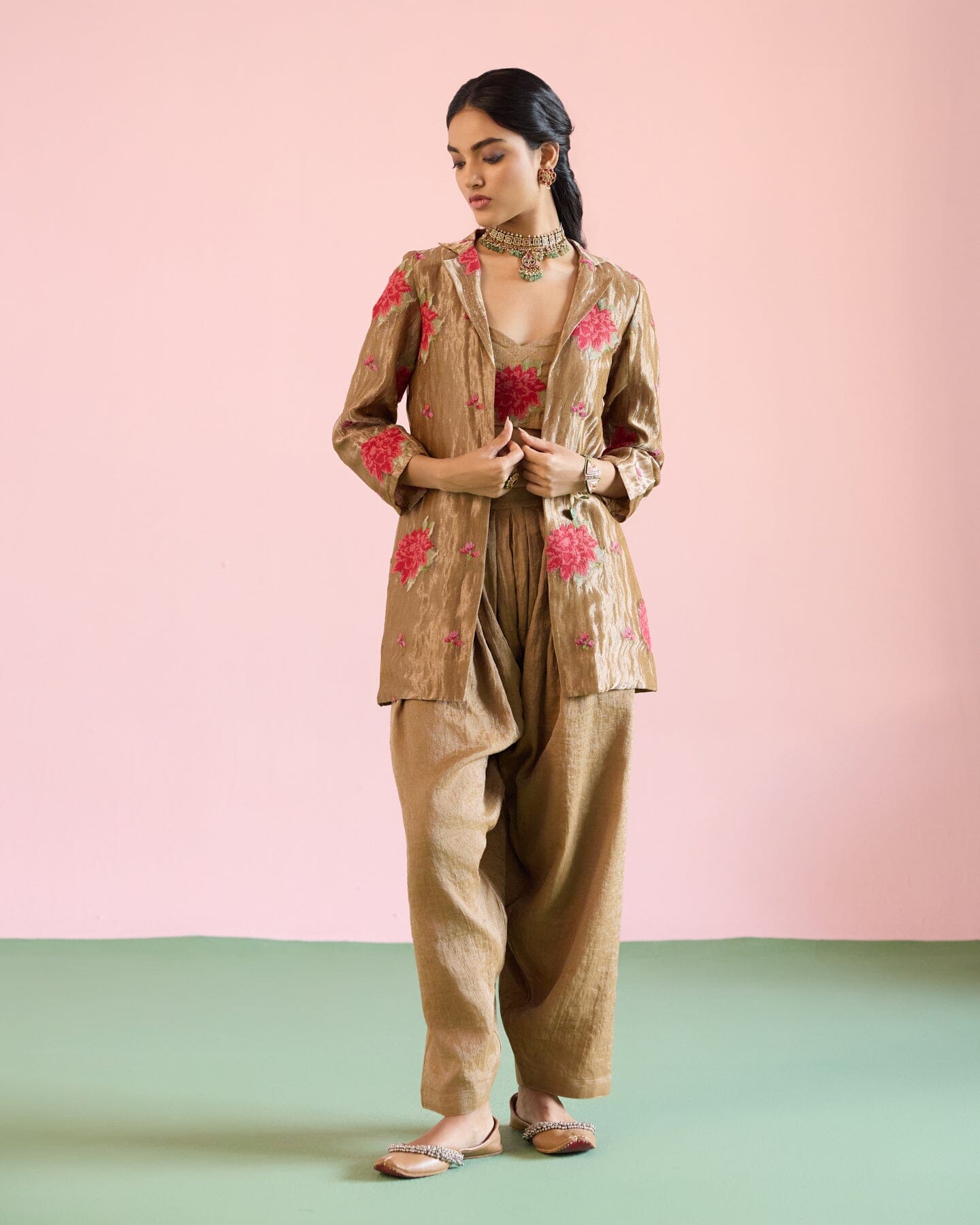 JOR BAAGH BLAZER -SET OF 3( crop top, pants & blazer) Naaz By Noor
