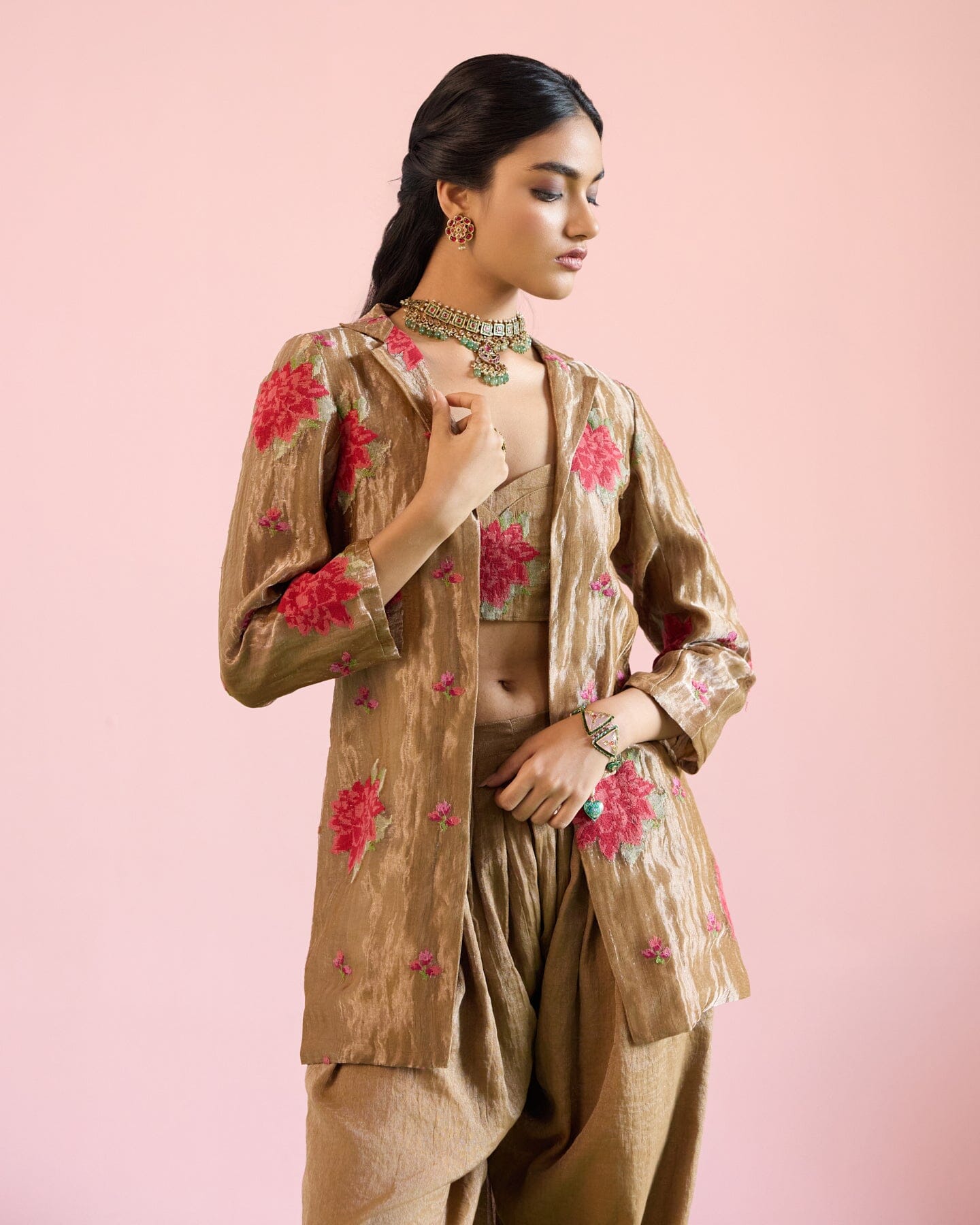 JOR BAAGH BLAZER -SET OF 3( crop top, pants & blazer) Naaz By Noor