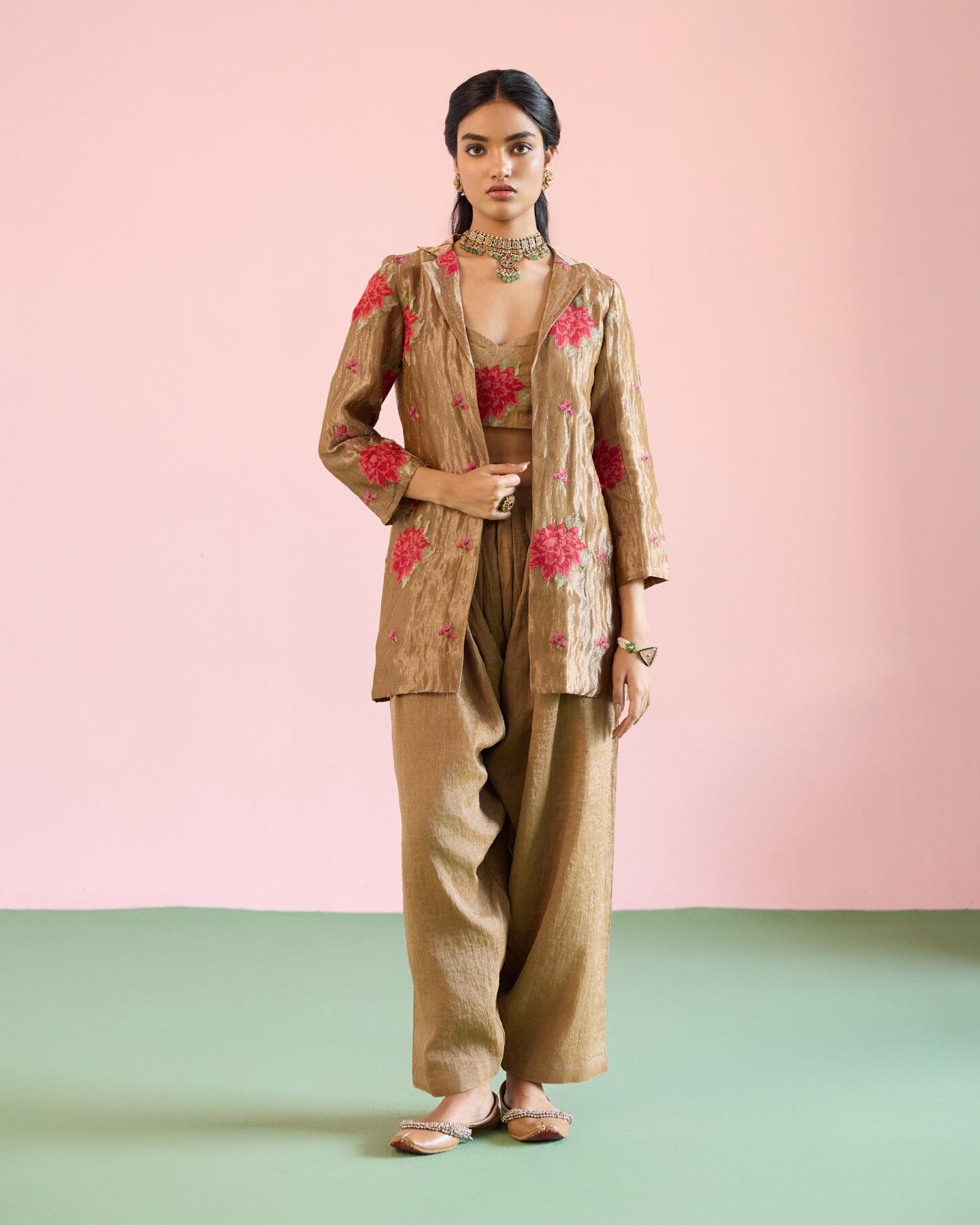 JOR BAAGH BLAZER -SET OF 3( crop top, pants & blazer) Naaz By Noor