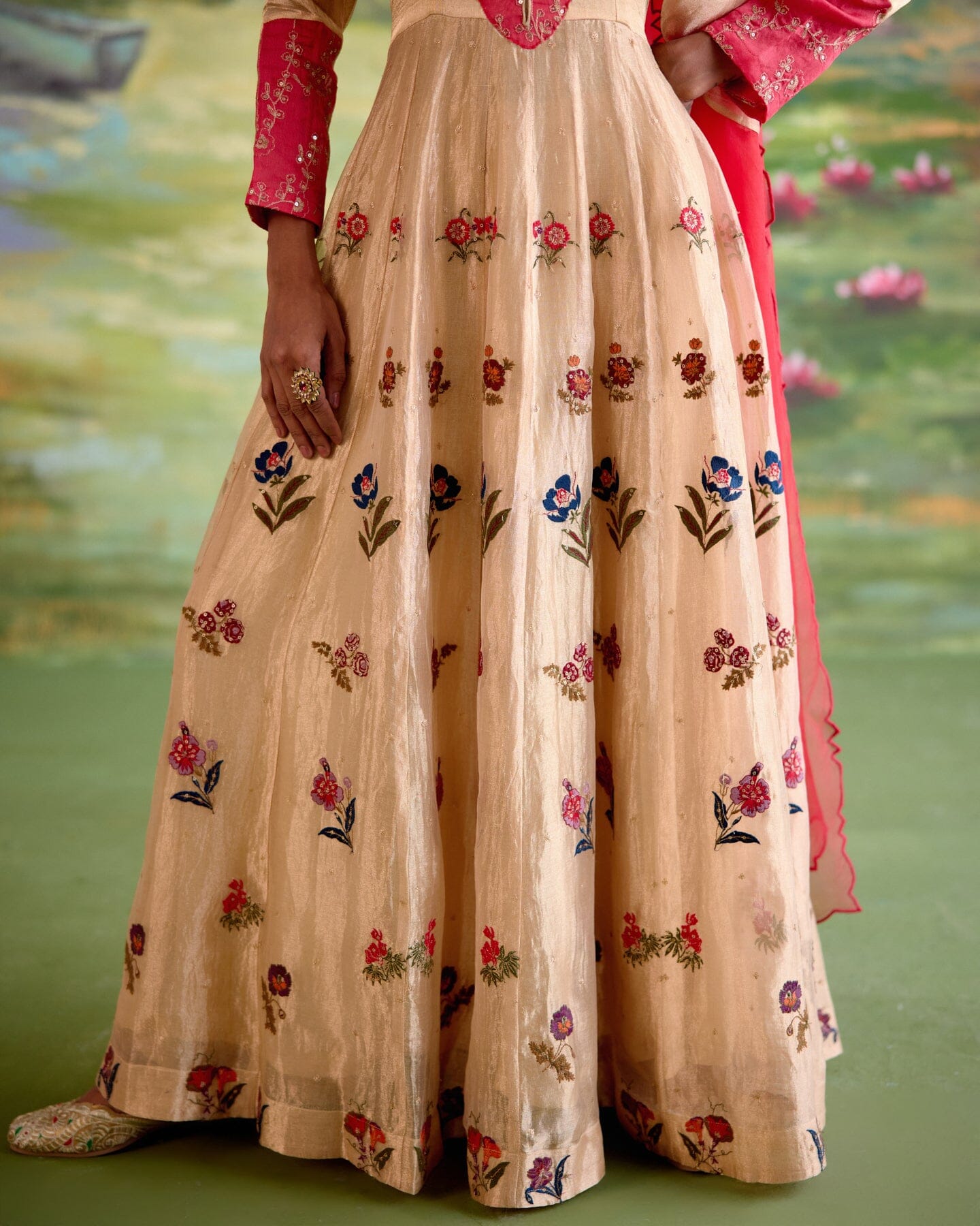 JOR BAAGH GOLD ANARKALI- SET OF 3(anarkali, churidar& dupatta) Naaz By Noor