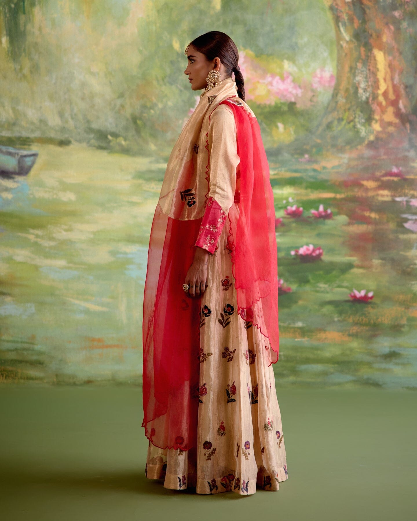 JOR BAAGH GOLD ANARKALI- SET OF 3(anarkali, churidar& dupatta) Naaz By Noor
