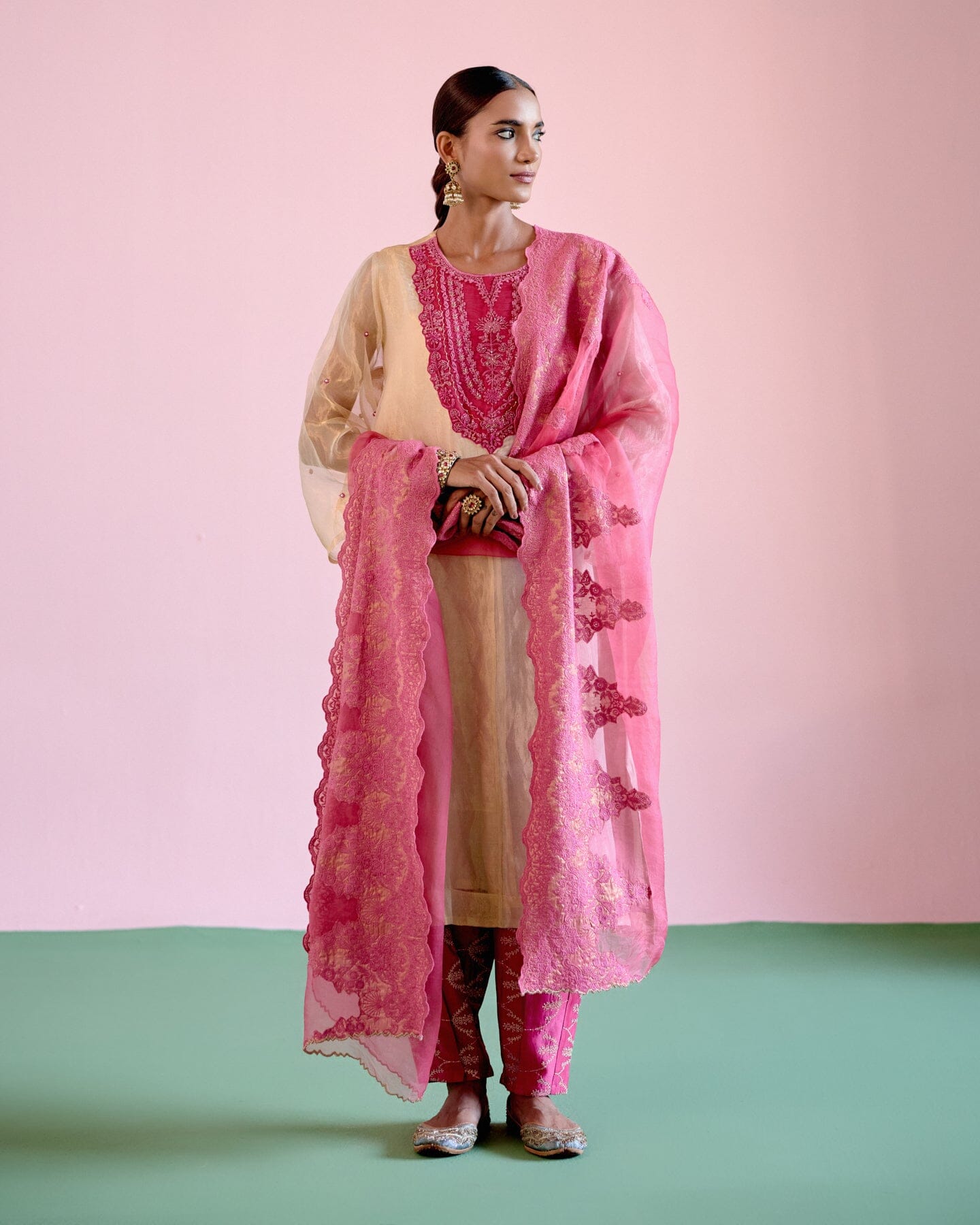 JOR BAAGH GOLD & SILVER- SET OF 3( kurta, pant & dupatta) Naaz By Noor