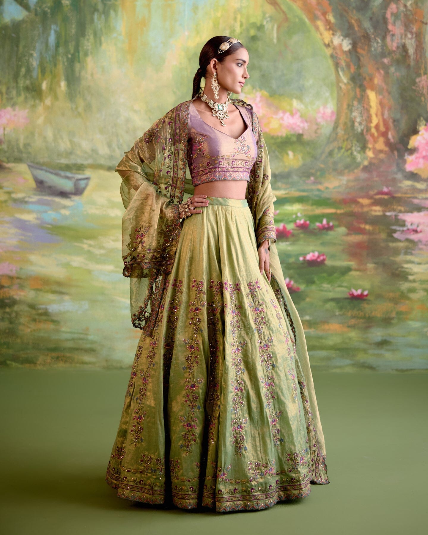 JOR BAAGH GREEN LEHENGA - SET OF 3 ( blouse, lehenga & dupatta) Naaz By Noor