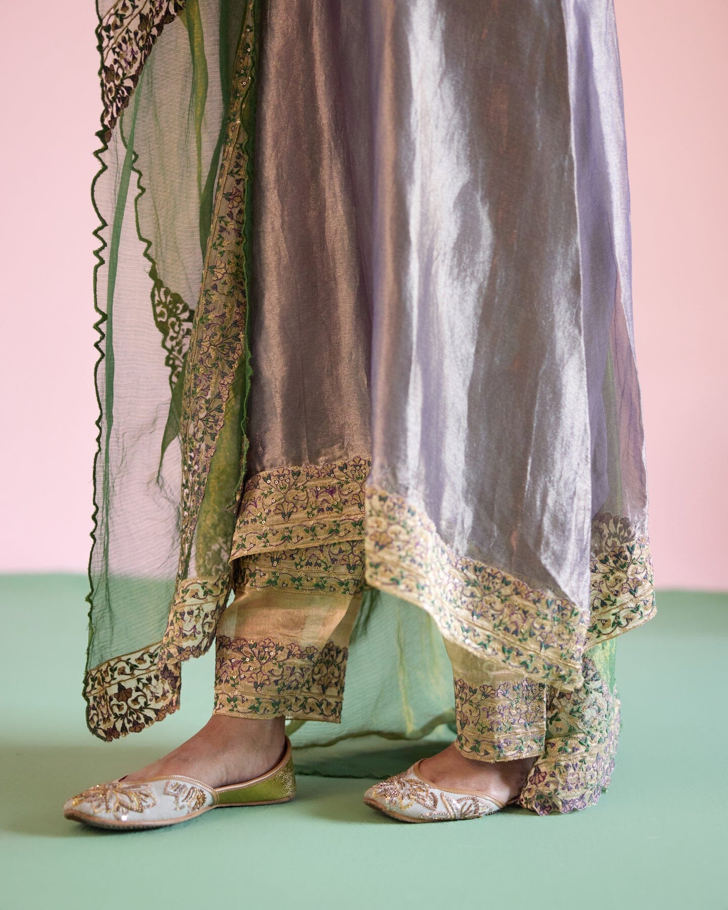 JOR BAAGH LILAC& GREEN-SET OF 3( kurta, pant & dupatta) Naaz By Noor
