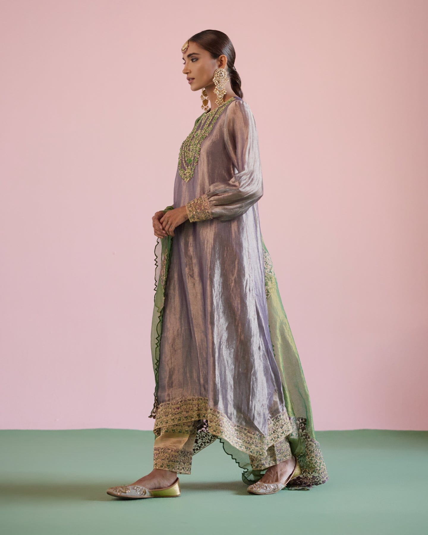 JOR BAAGH LILAC& GREEN-SET OF 3( kurta, pant & dupatta) Naaz By Noor