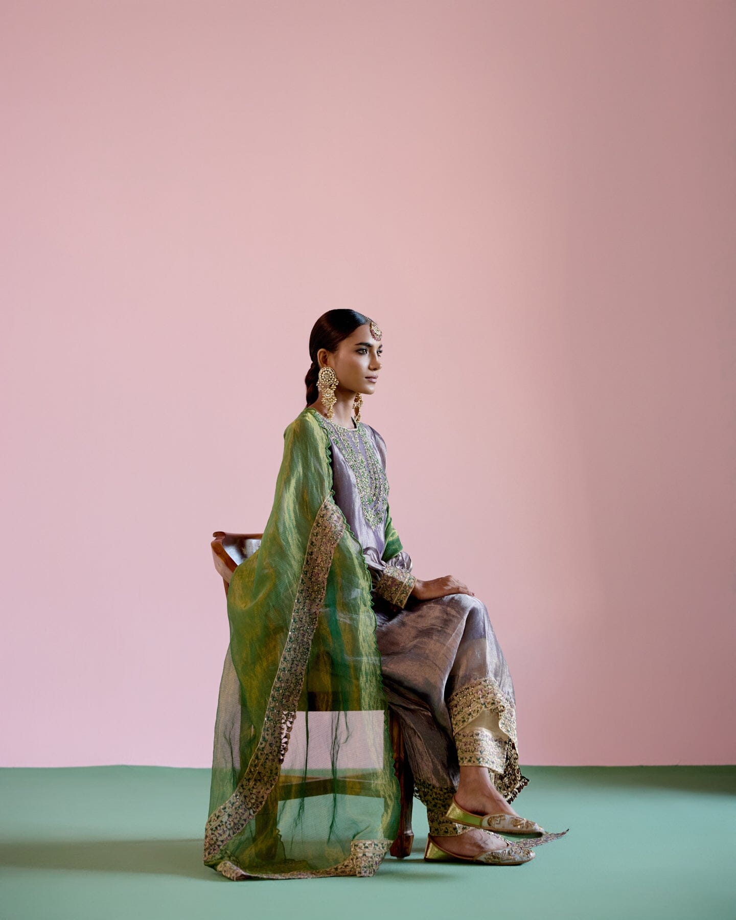 JOR BAAGH LILAC& GREEN-SET OF 3( kurta, pant & dupatta) Naaz By Noor