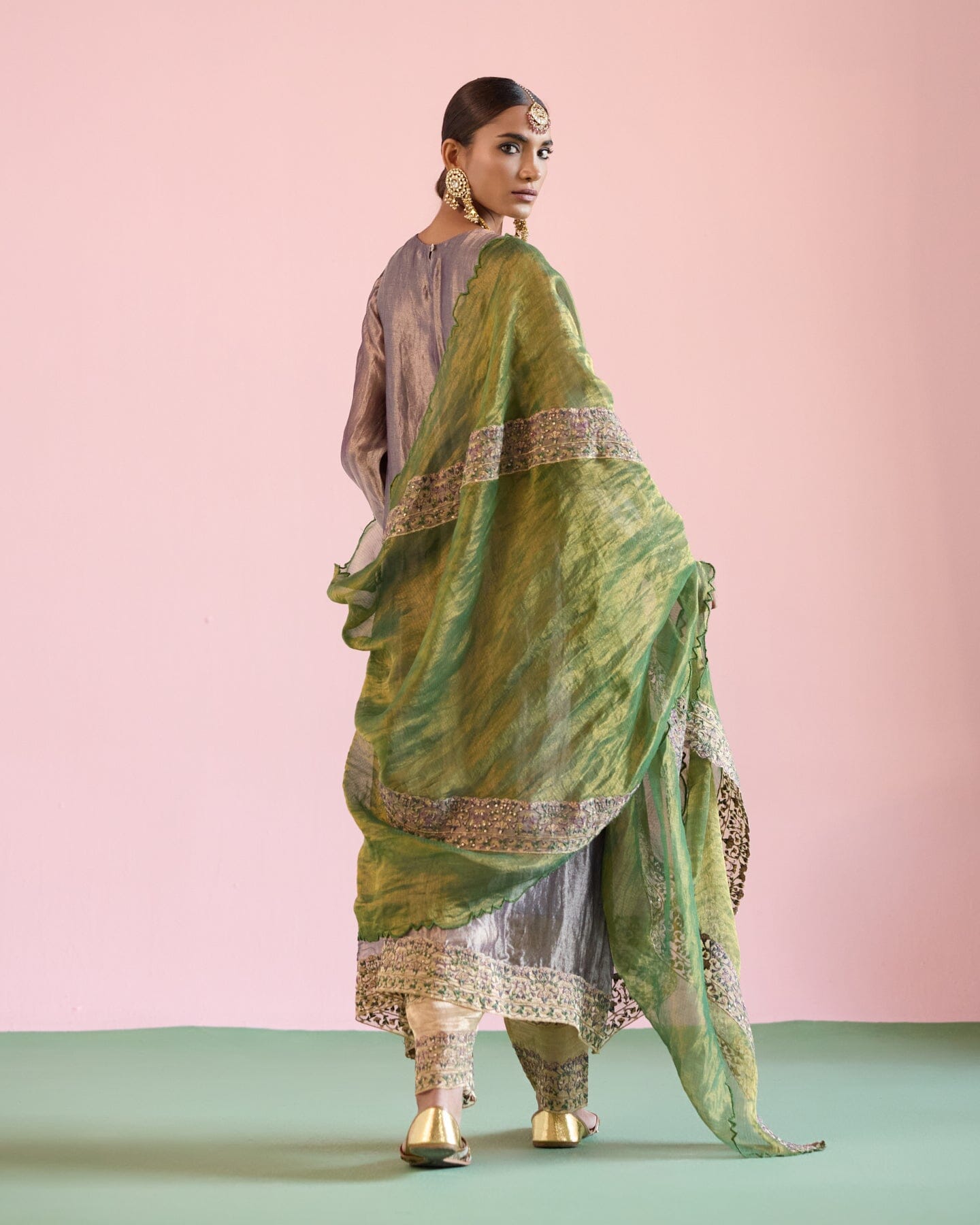 JOR BAAGH LILAC& GREEN-SET OF 3( kurta, pant & dupatta) Naaz By Noor