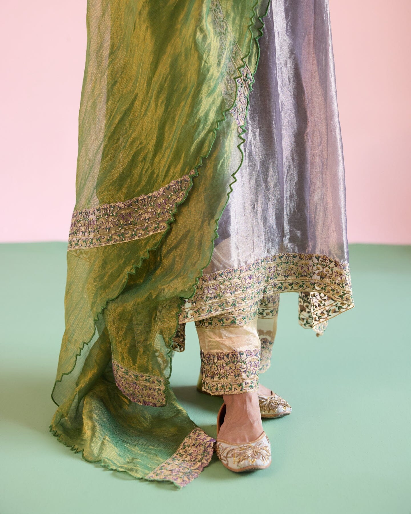 JOR BAAGH LILAC& GREEN-SET OF 3( kurta, pant & dupatta) Naaz By Noor