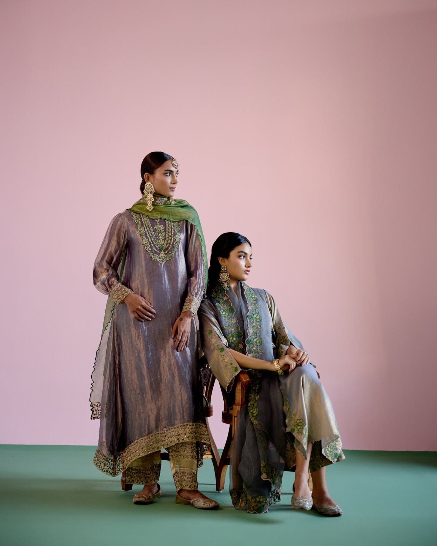 JOR BAAGH LILAC& GREEN-SET OF 3( kurta, pant & dupatta) Naaz By Noor