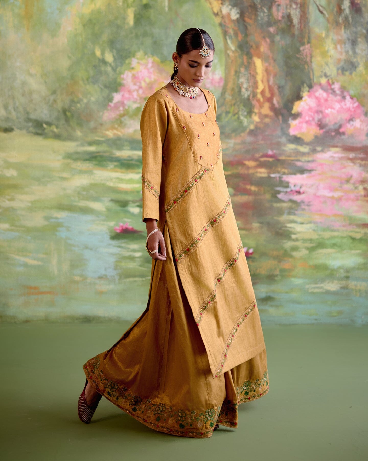 JOR BAAGH MUSTARD-SET OF 3(kurta, sharara & dupatta) Naaz By Noor