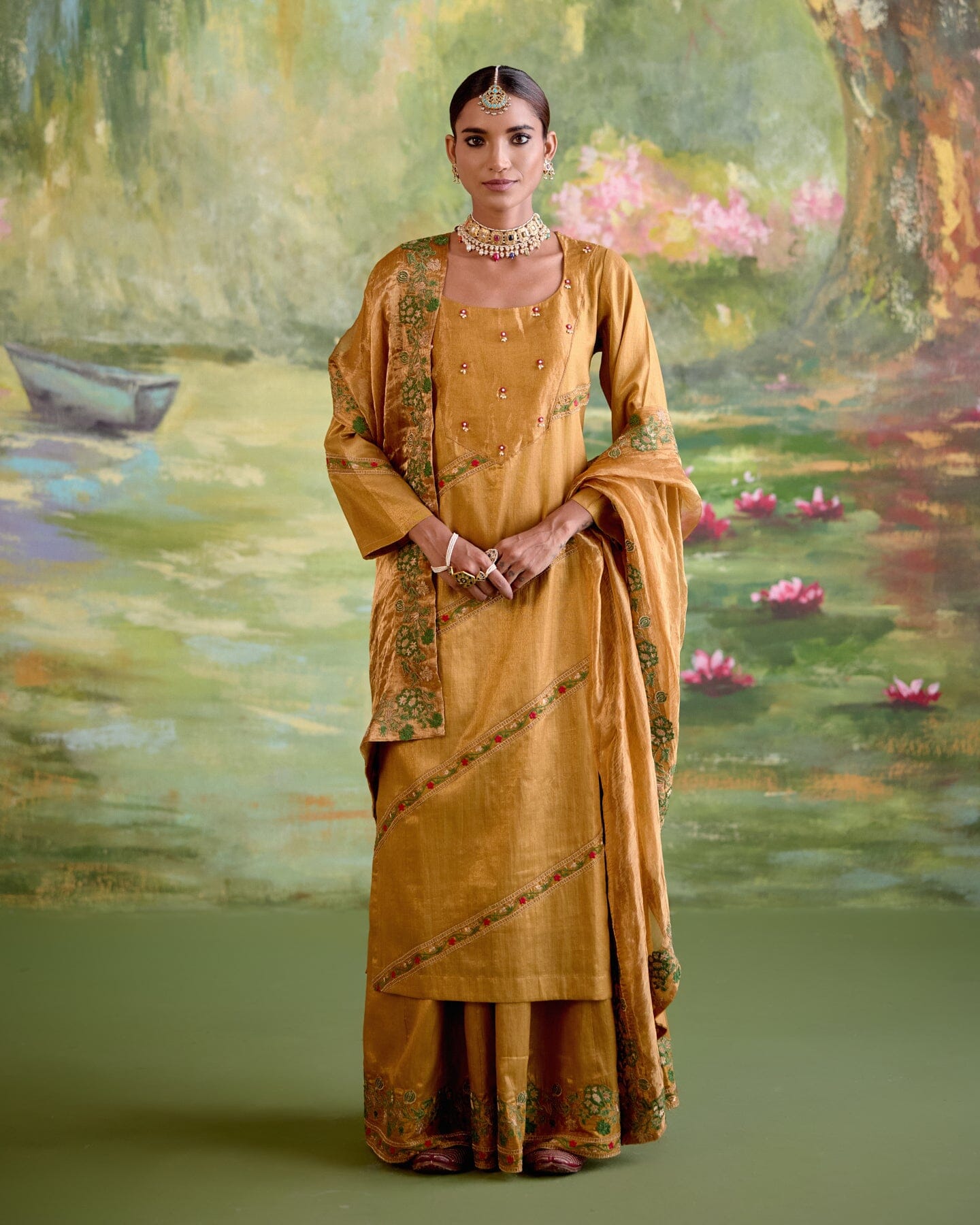 JOR BAAGH MUSTARD-SET OF 3(kurta, sharara & dupatta) Naaz By Noor