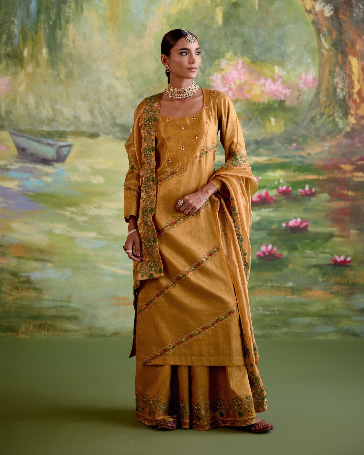 JOR BAAGH MUSTARD-SET OF 3(kurta, sharara & dupatta) Naaz By Noor