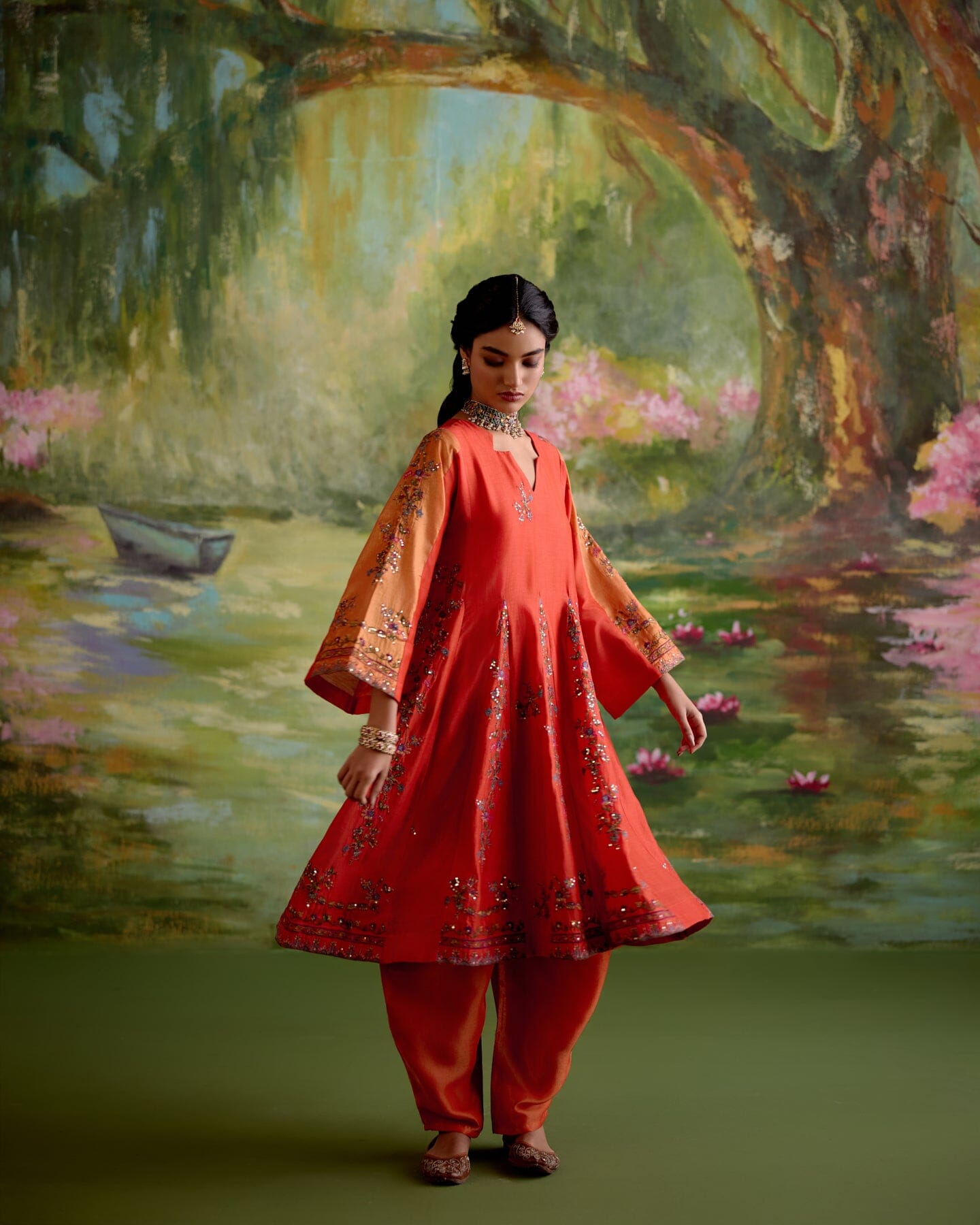 JOR BAAGH ORANGE-SET OF 3 ( kurta, pant & dupatta) Naaz By Noor