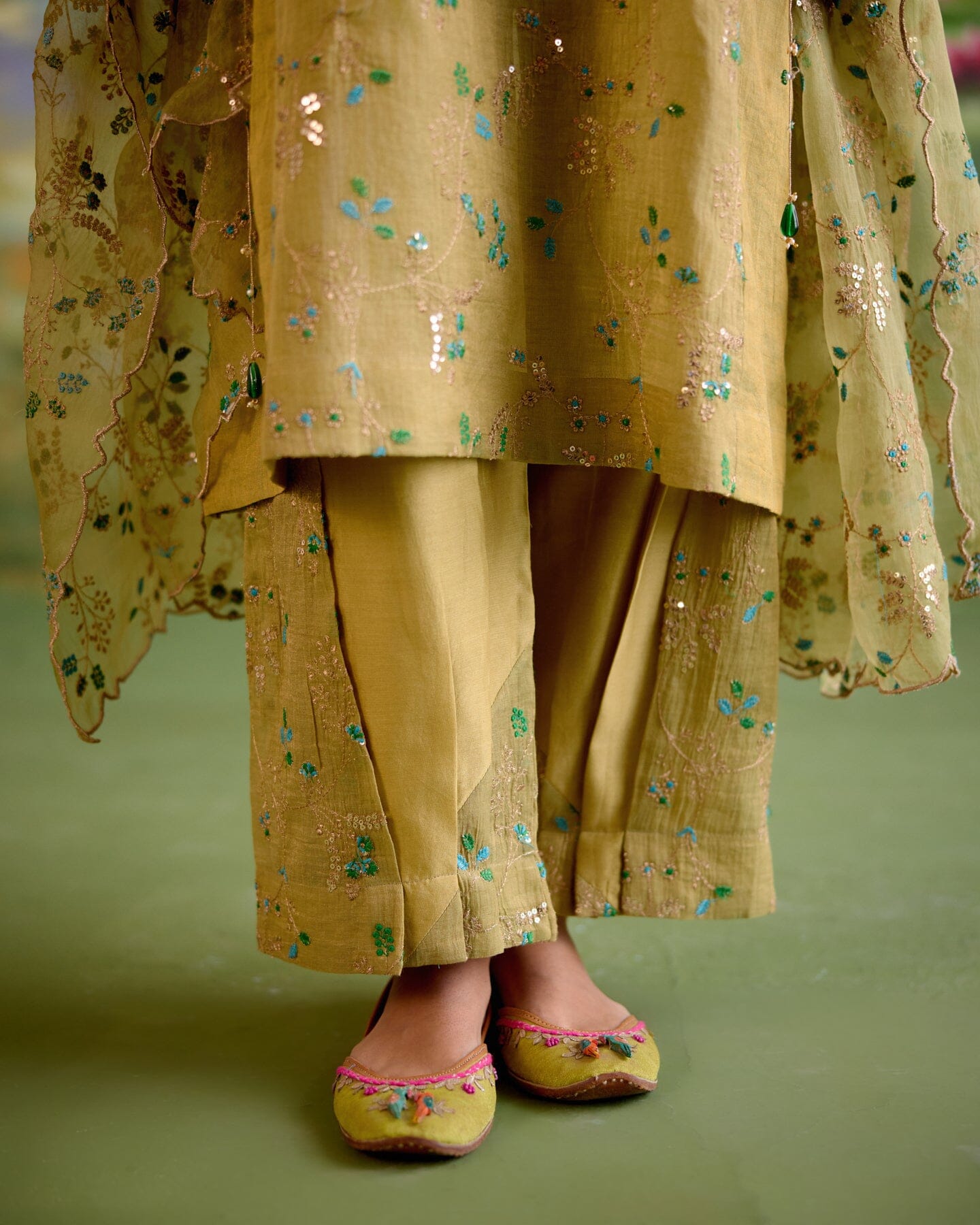 JOR BAAGH SOFT GREEN-SET OF 3( kurta, pant & dupatta) Naaz By Noor