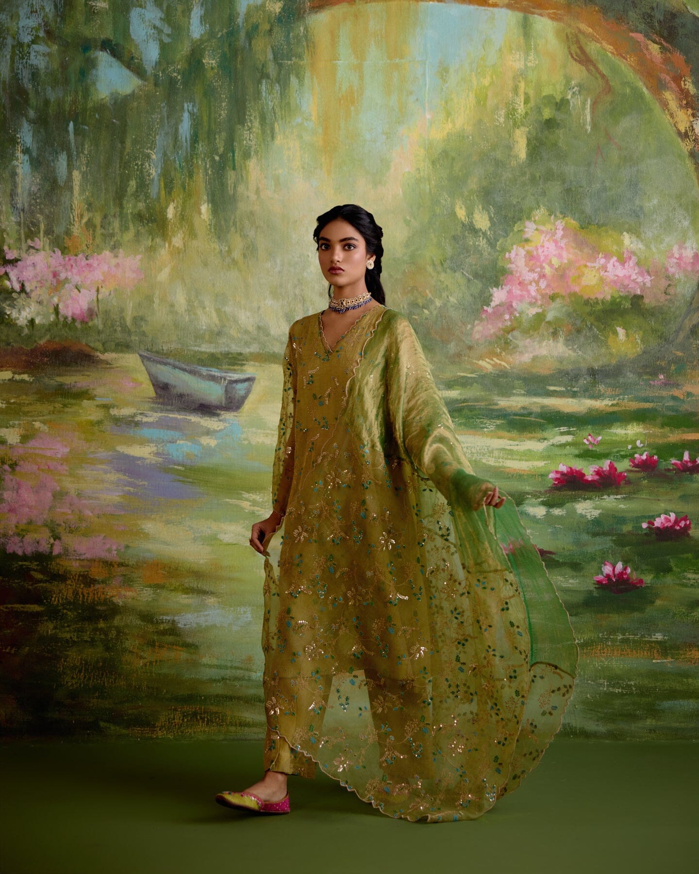 JOR BAAGH SOFT GREEN-SET OF 3( kurta, pant & dupatta) Naaz By Noor