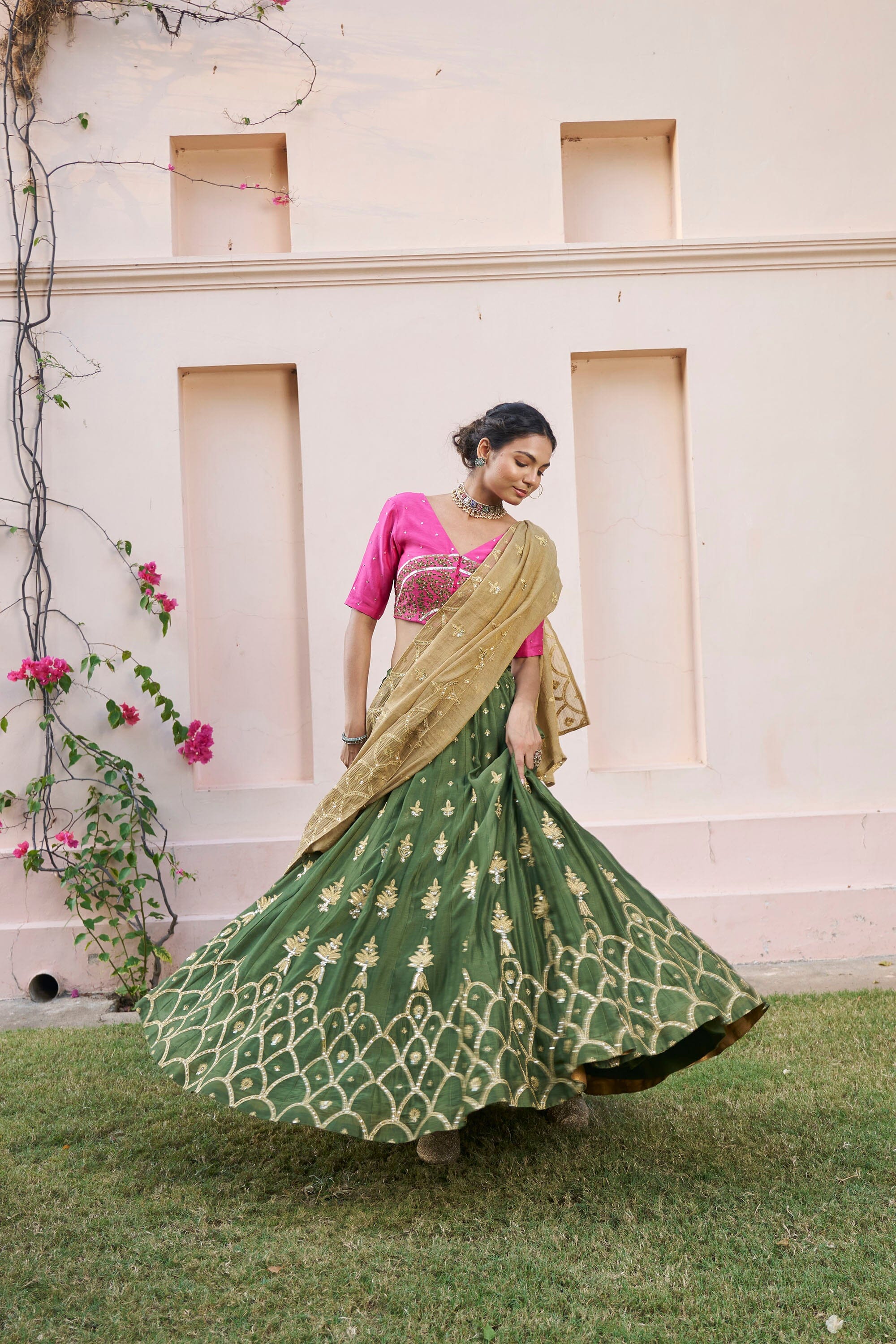 kikli 3 colour lehenga-set of 3 ( blouse, kalidar skirt & dupatta) Naaz By Noor