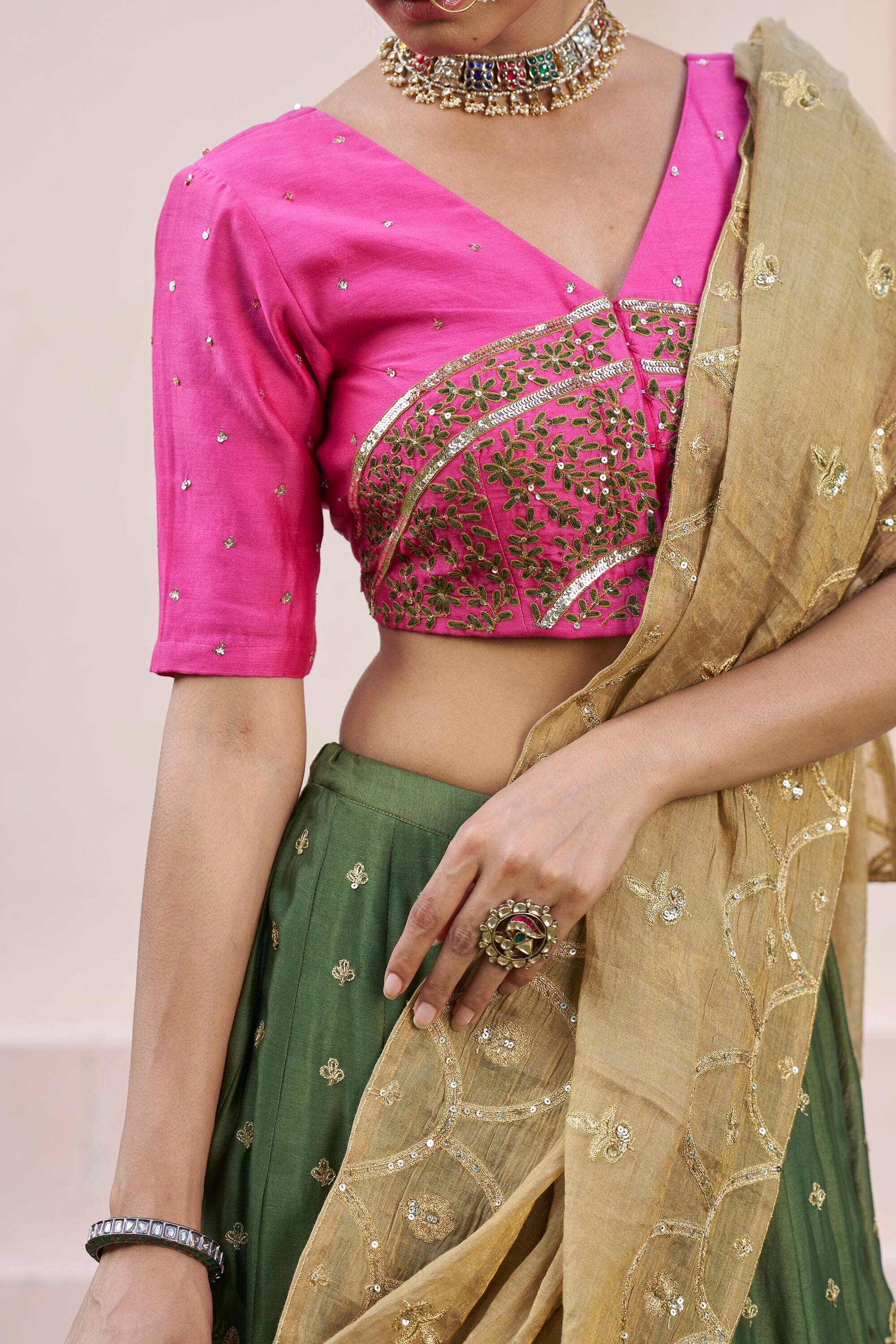 kikli 3 colour lehenga-set of 3 ( blouse, kalidar skirt & dupatta) Naaz By Noor