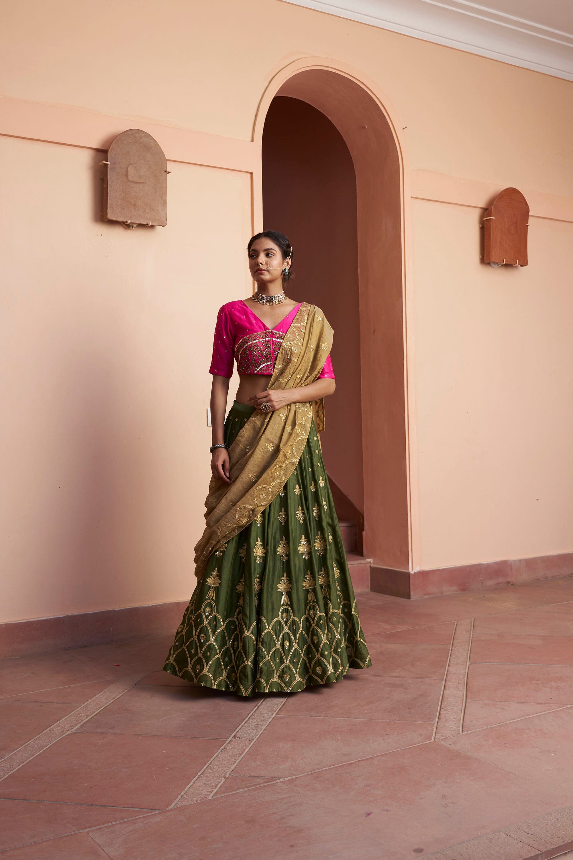 kikli 3 colour lehenga-set of 3 ( blouse, kalidar skirt & dupatta) Naaz By Noor