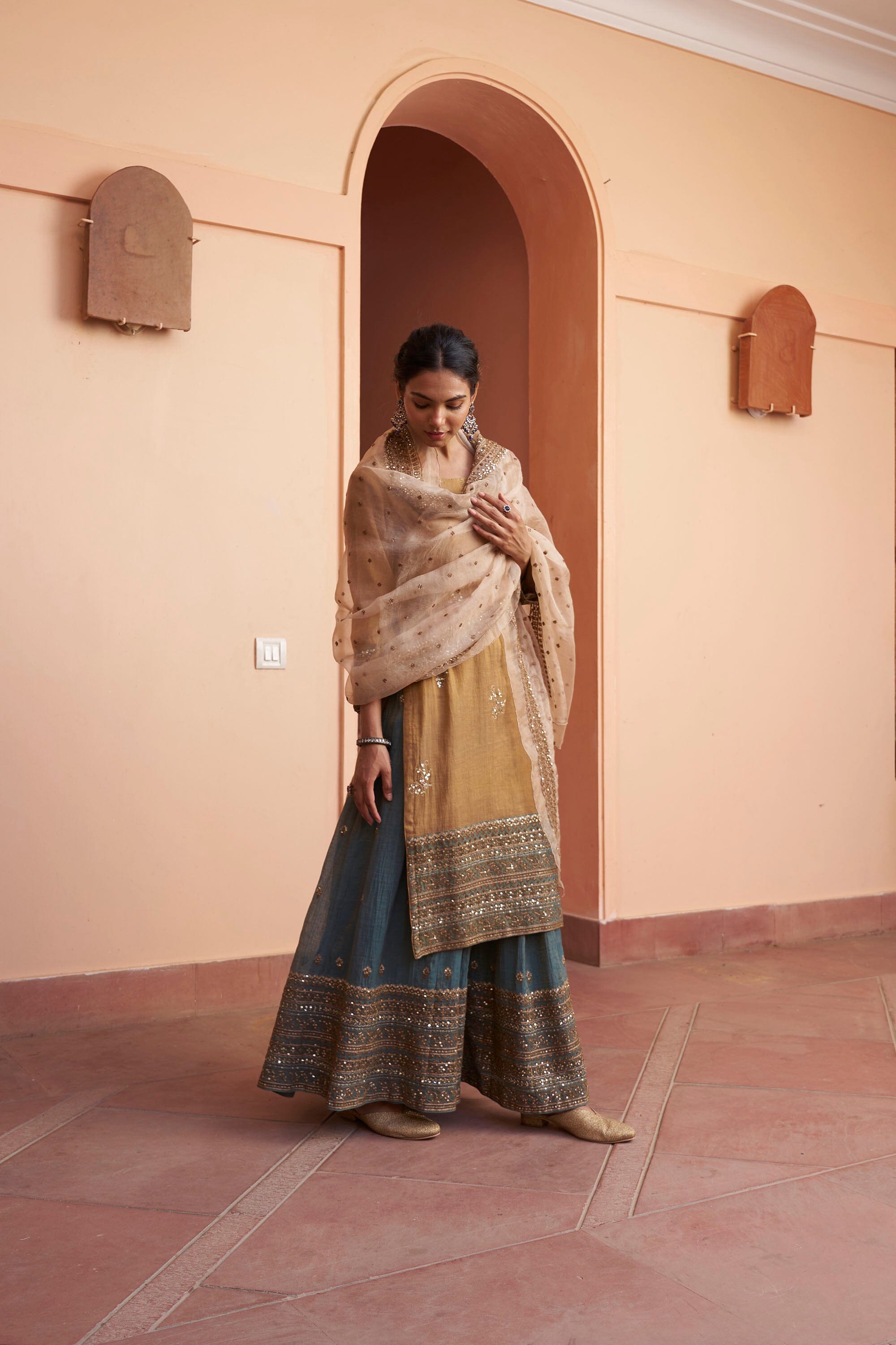 kikli blue sharara-set of 3( kurta, sharara & dupatta) Naaz By Noor