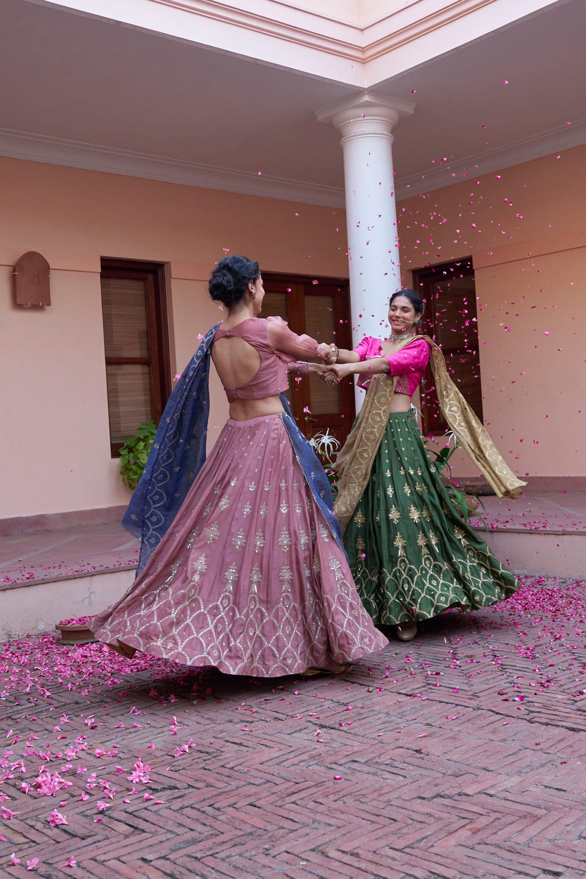 kikli dusky rose lehenga-set of 3( blouse, kalidar skirt & dupatta) Naaz By Noor