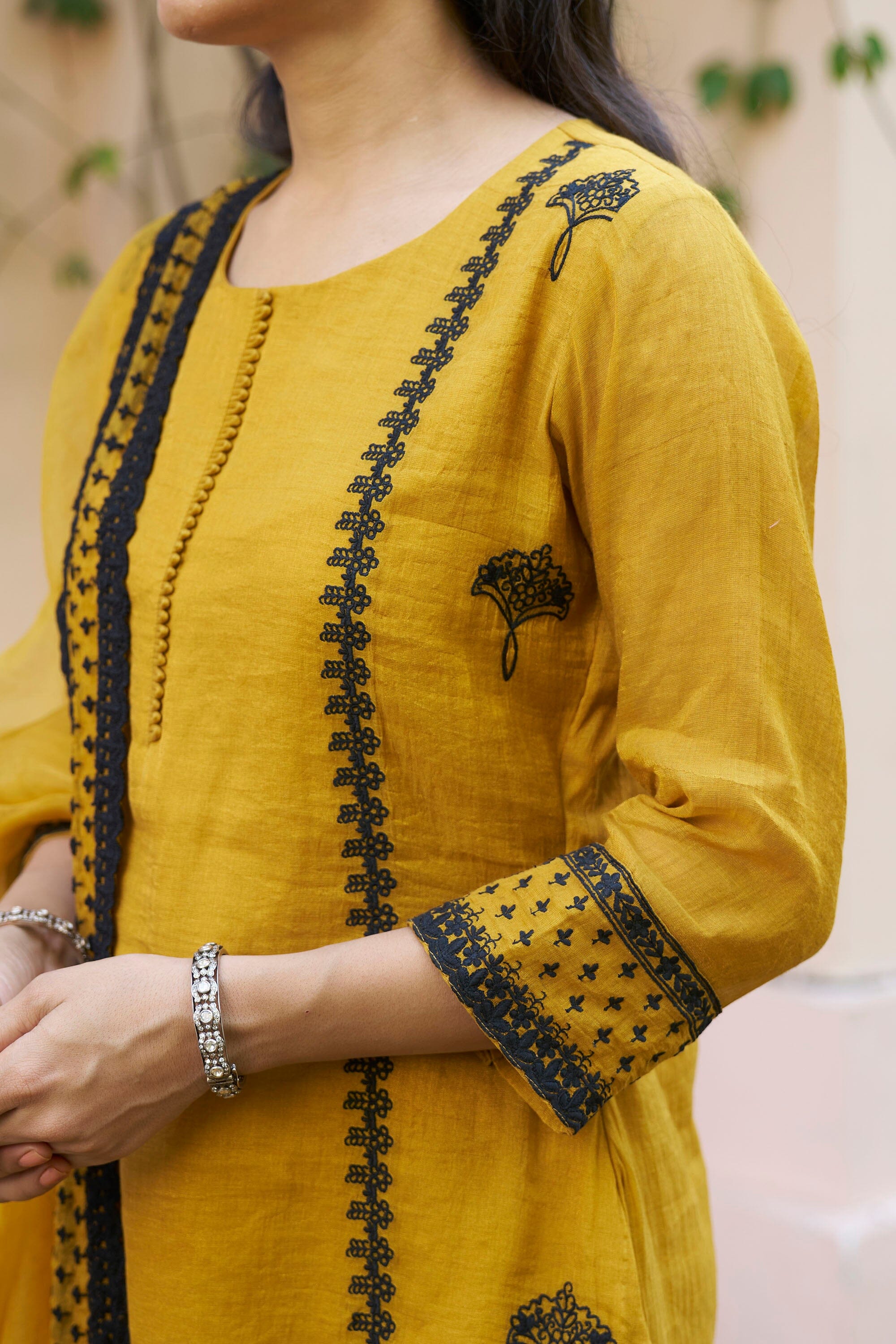 kikli golden mustard-set of 3 (kurta, sharara & dupatta) Naaz By Noor