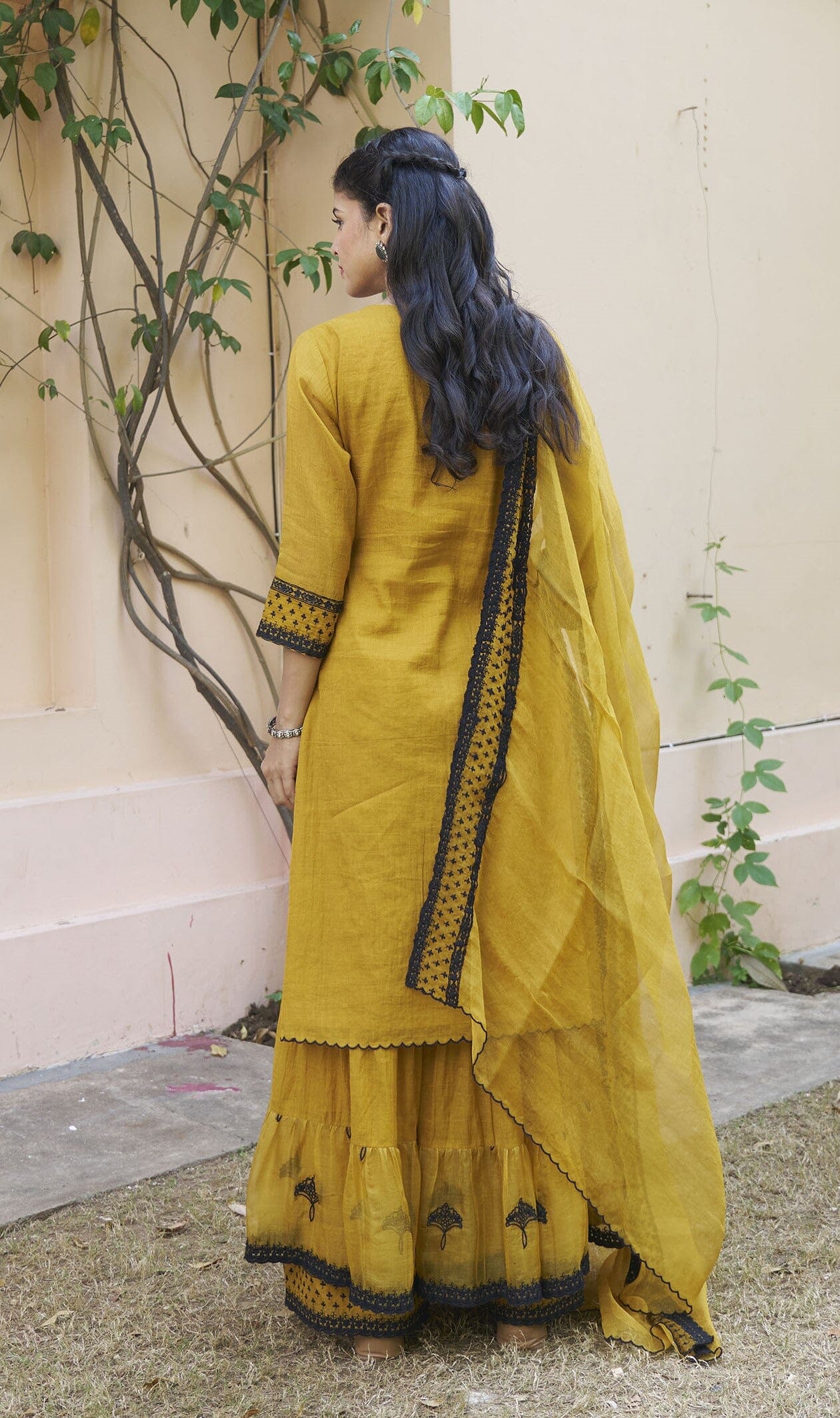 kikli golden mustard-set of 3 (kurta, sharara & dupatta) Naaz By Noor