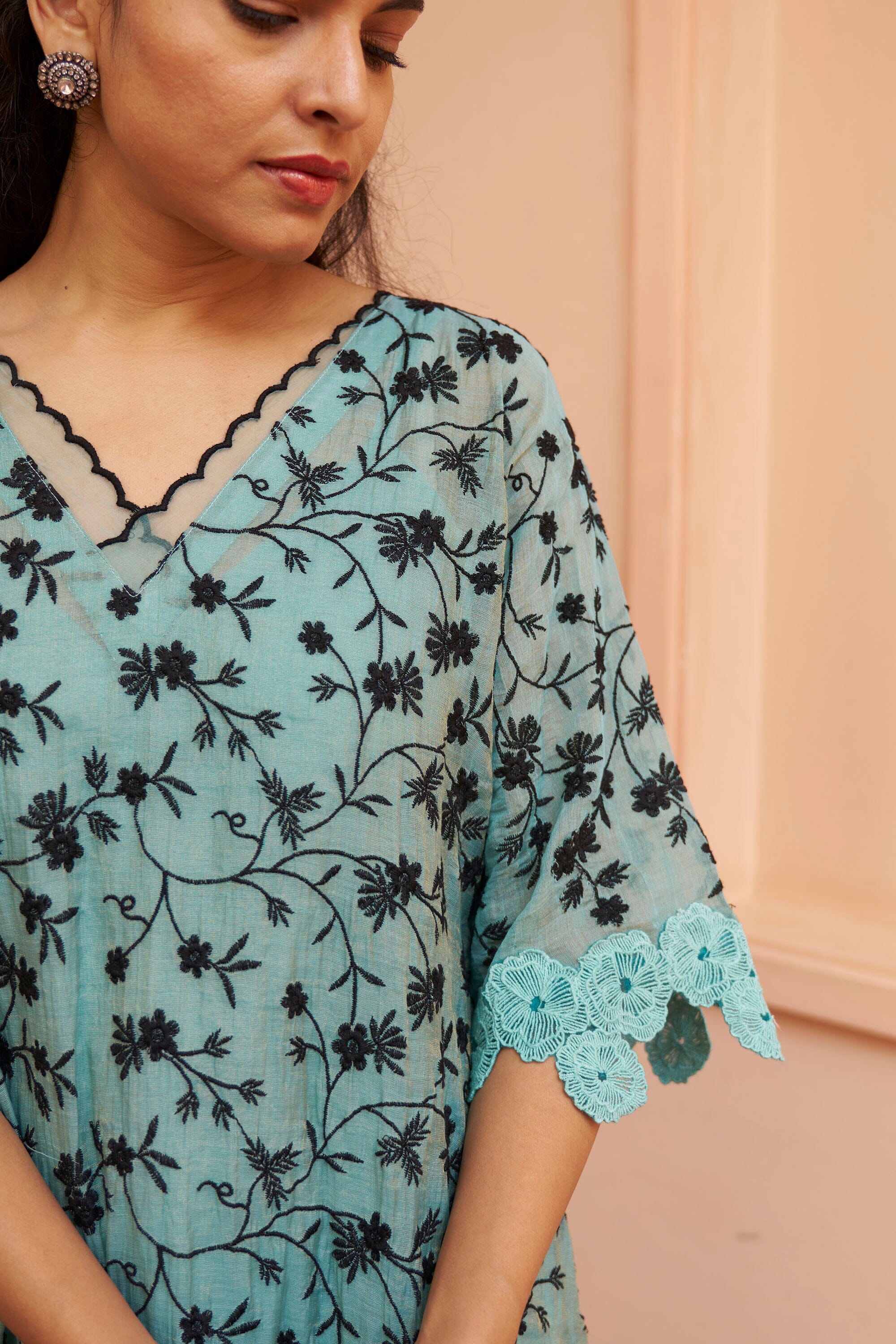 kikli kaftan blue-set of 2( kurta & pant) Naaz By Noor