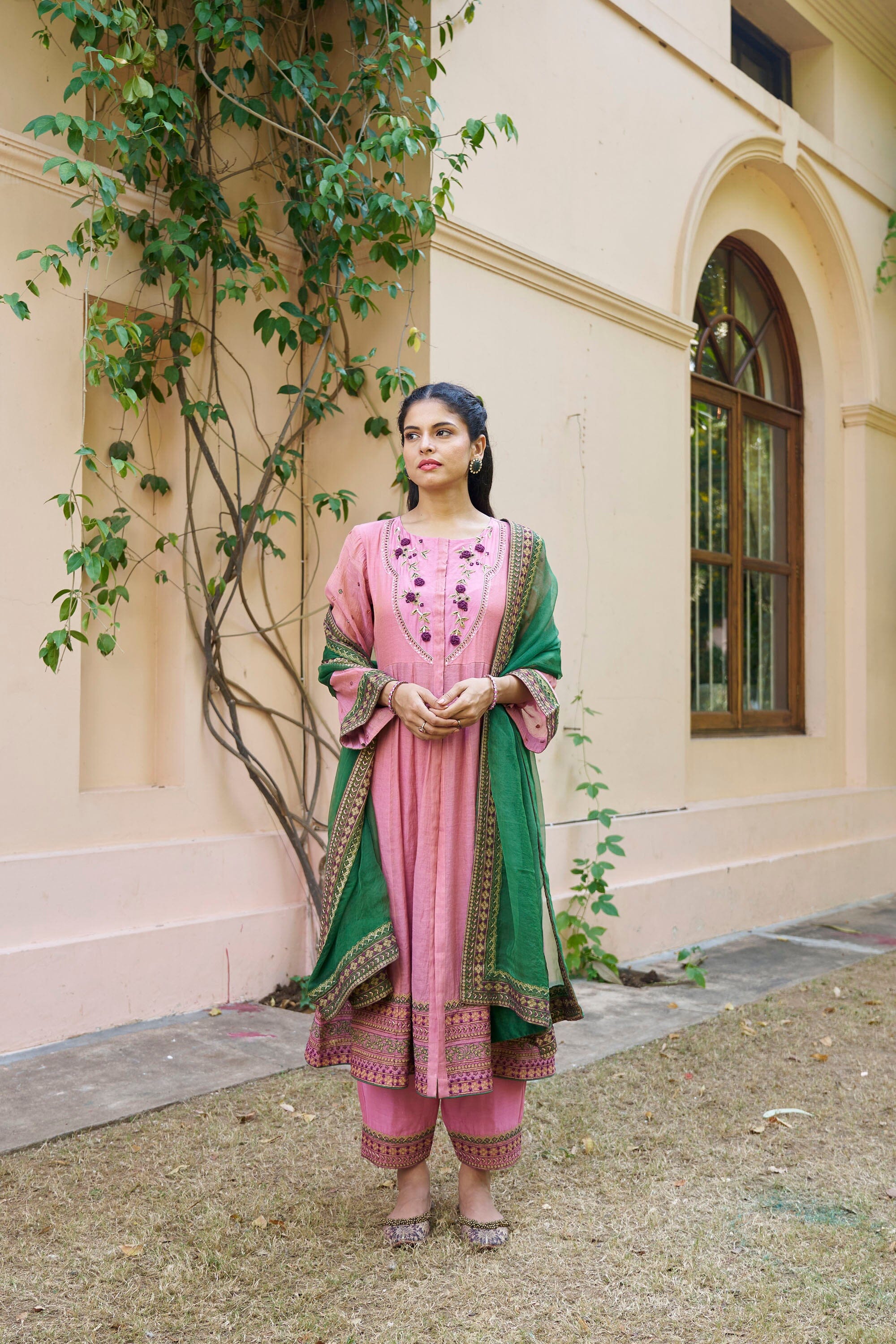 kikli lavender-set of 3( peplum, pants & dupatta) Naaz By Noor