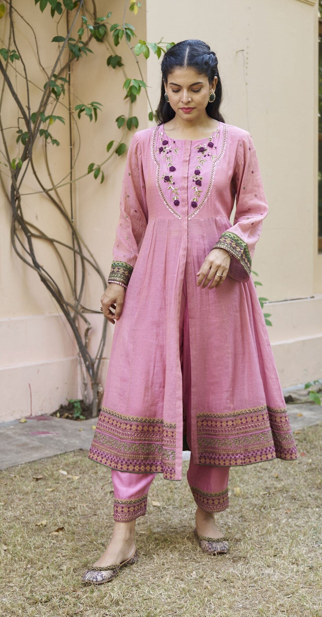 kikli lavender-set of 3( peplum, pants & dupatta) Naaz By Noor