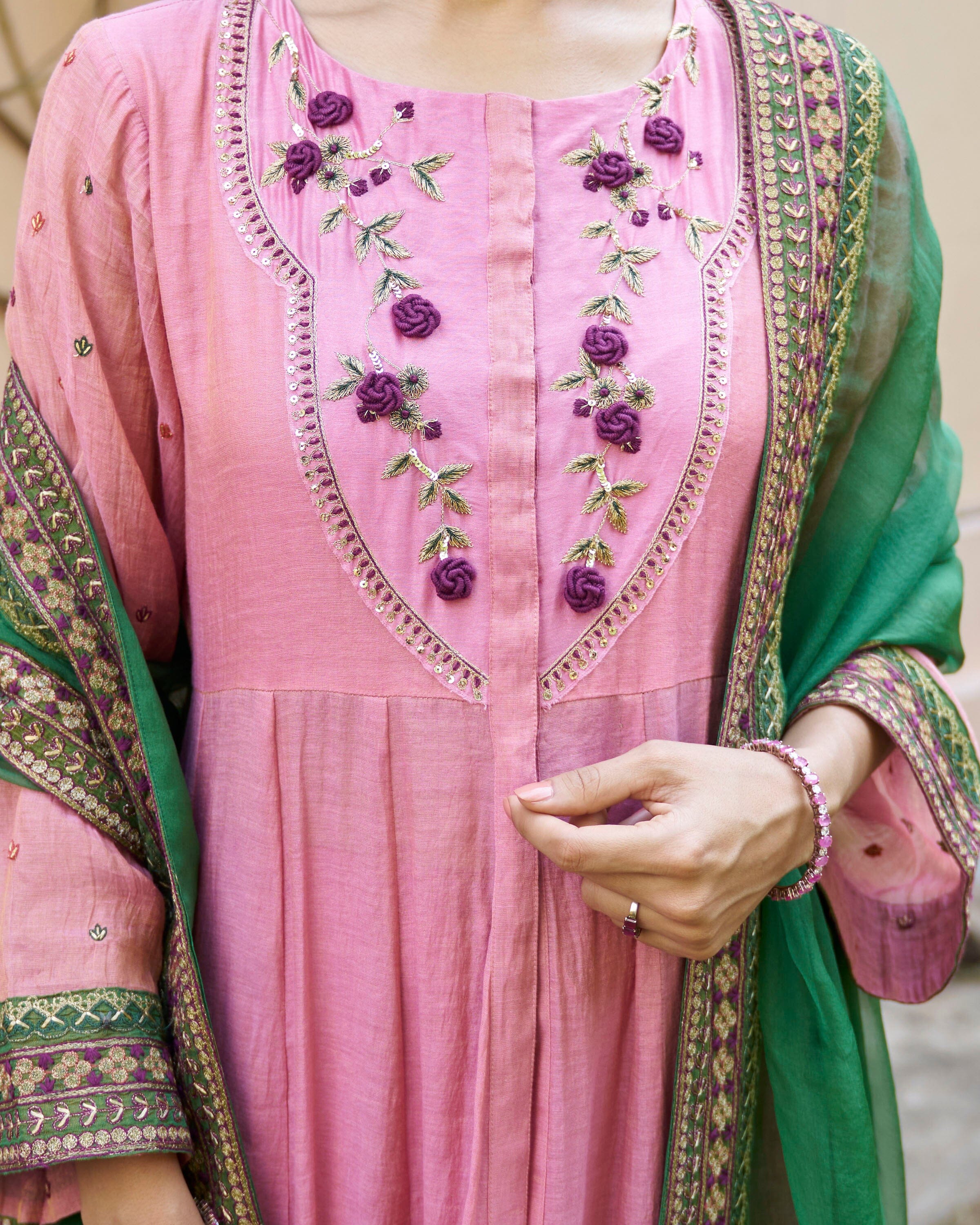 kikli lavender-set of 3( peplum, pants & dupatta) Naaz By Noor