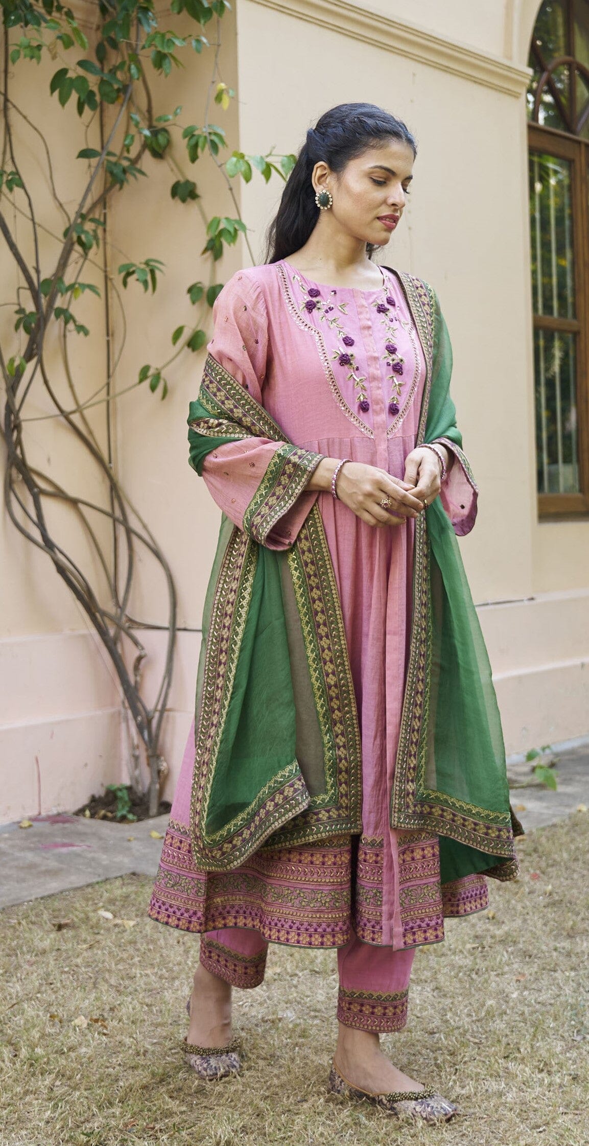 kikli lavender-set of 3( peplum, pants & dupatta) Naaz By Noor