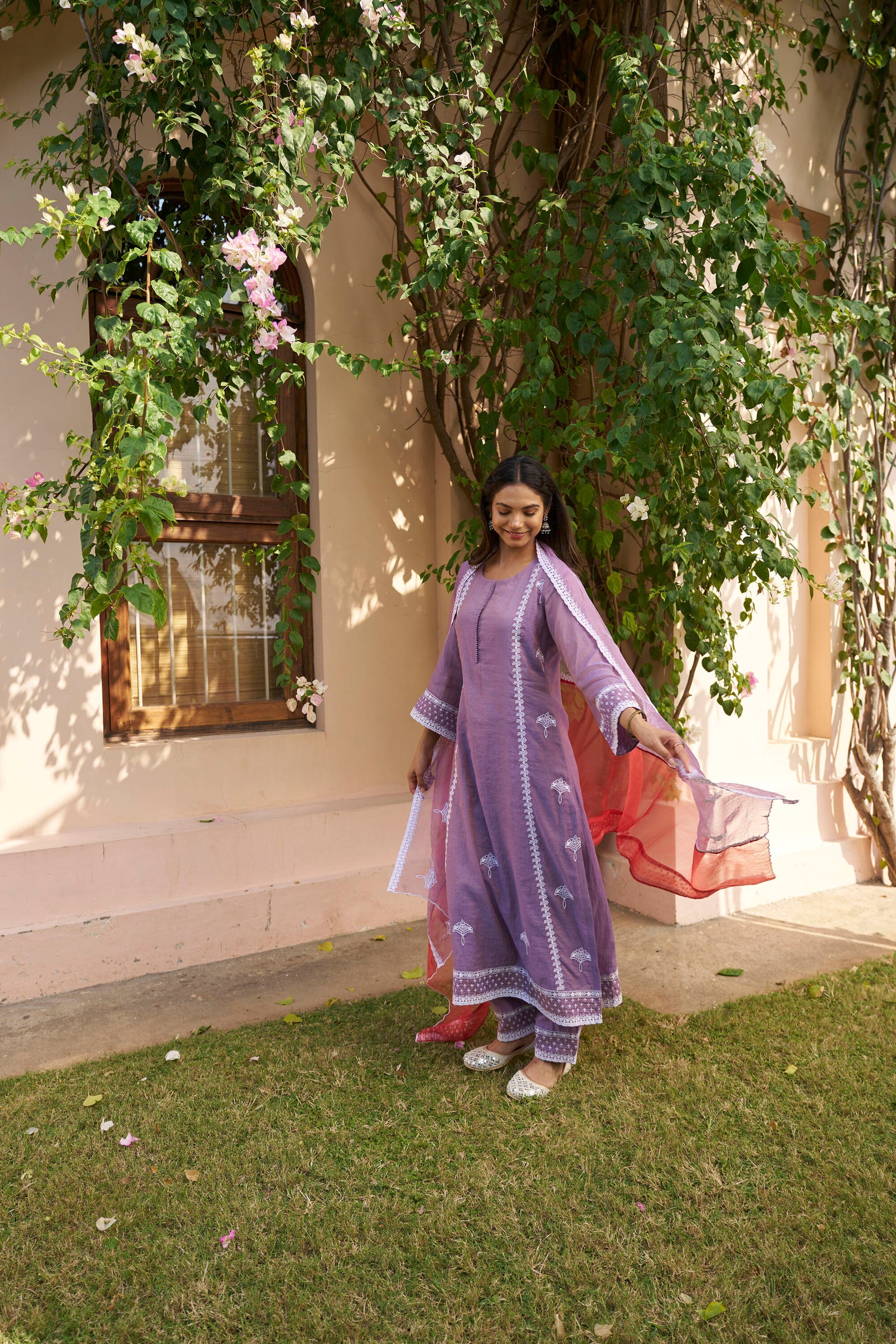 kikli lilac- set of 3(kurta,pant & dupatta) Naaz By Noor