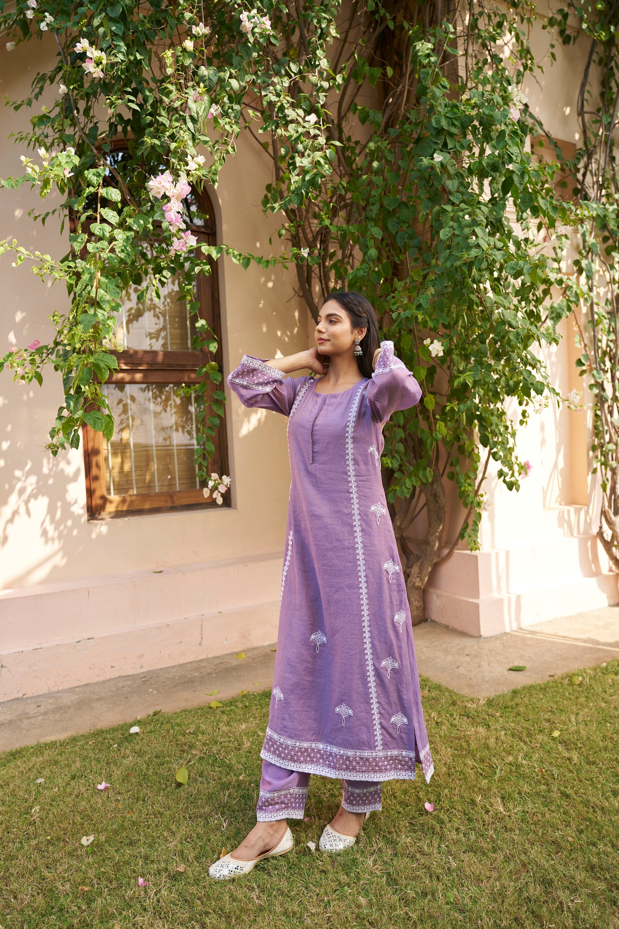 kikli lilac- set of 3(kurta,pant & dupatta) Naaz By Noor