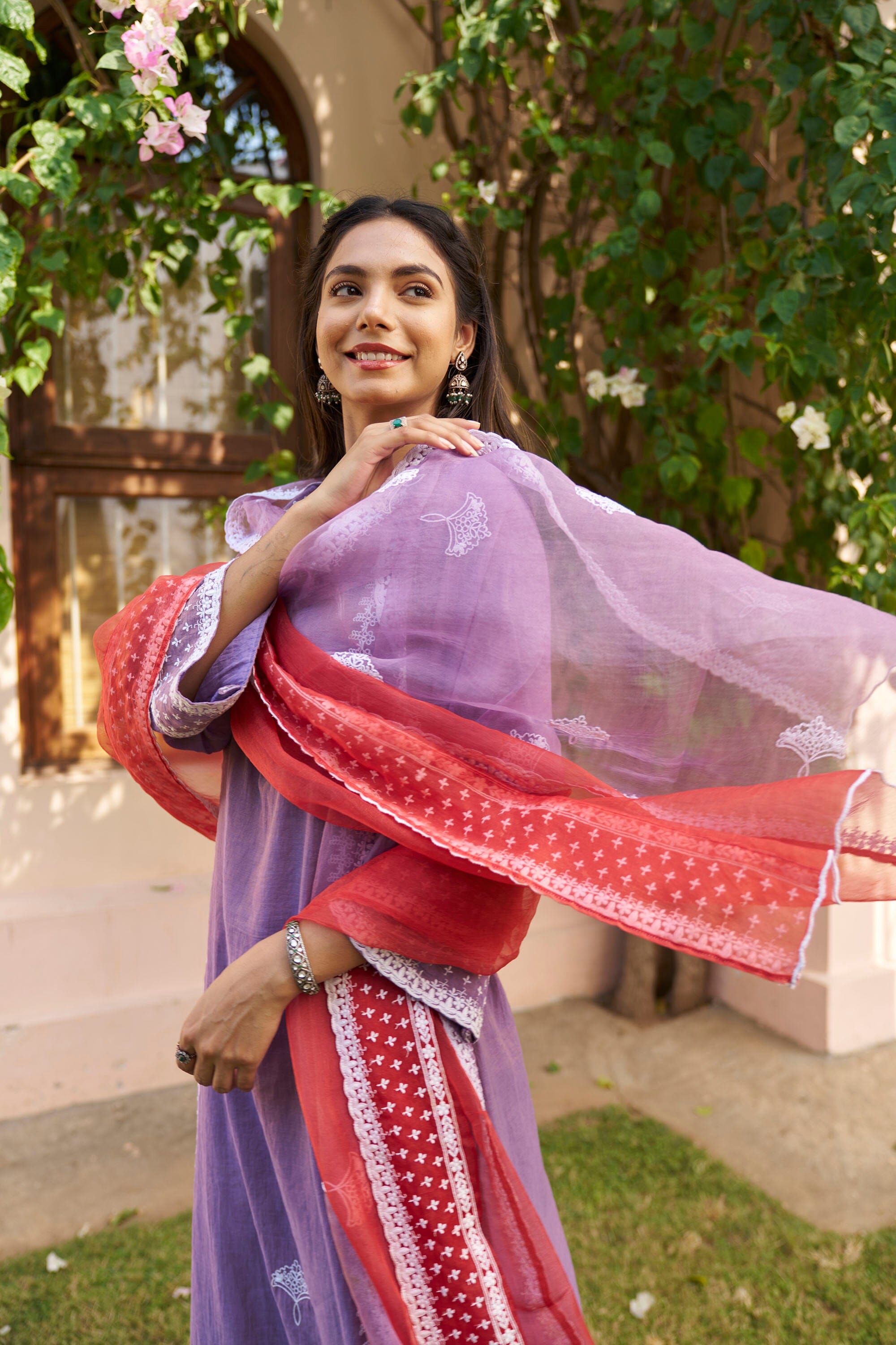kikli lilac- set of 3(kurta,pant & dupatta) Naaz By Noor